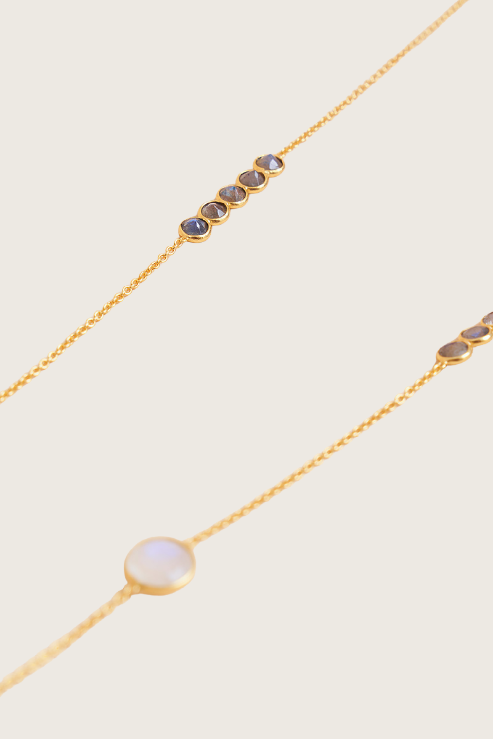 Kazin 18K Gerecycled Fijn Goud Vergulde Ketting, Regenboog Maansteen