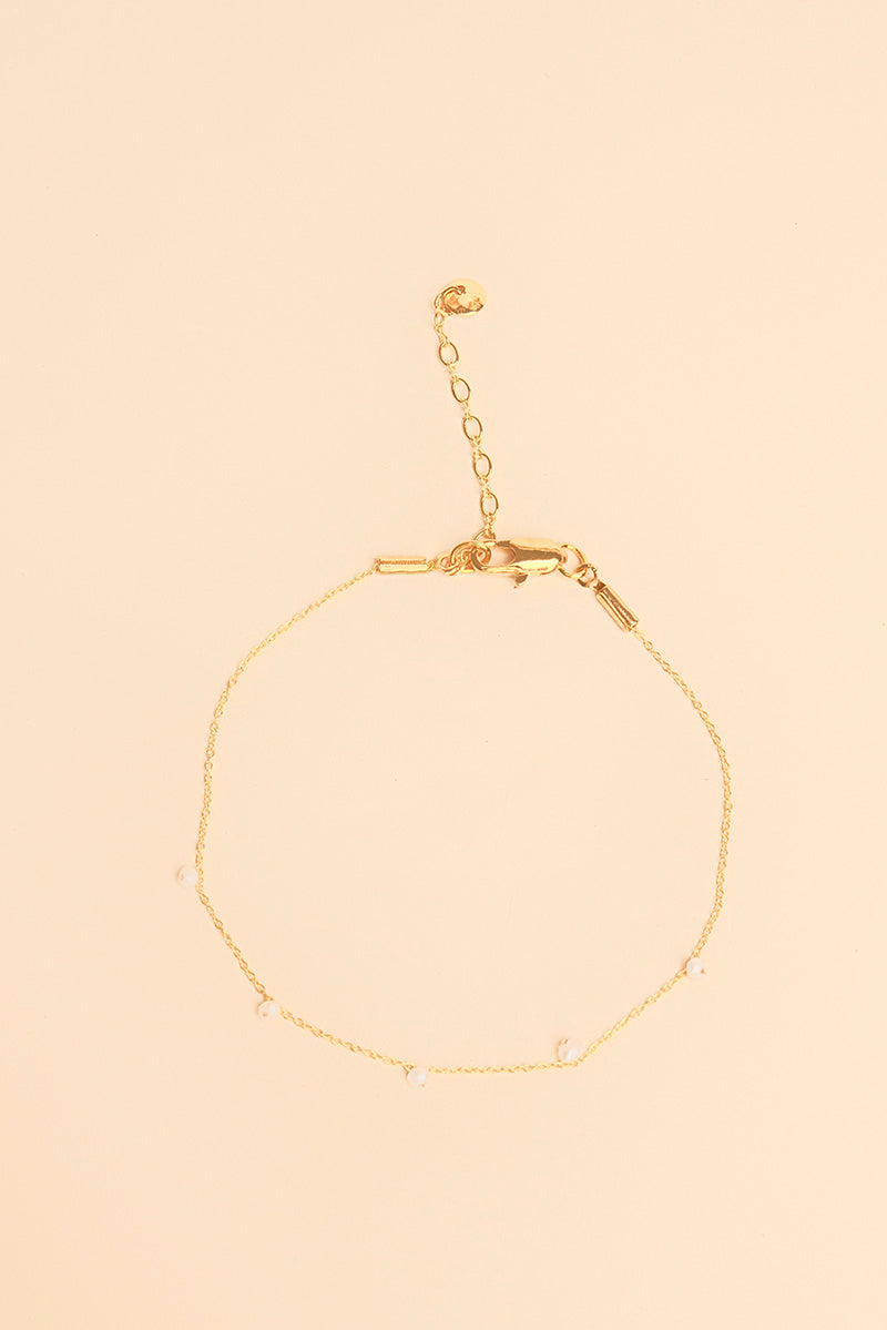 Jabi 14K Gold Inlay White Pearl Bracelet