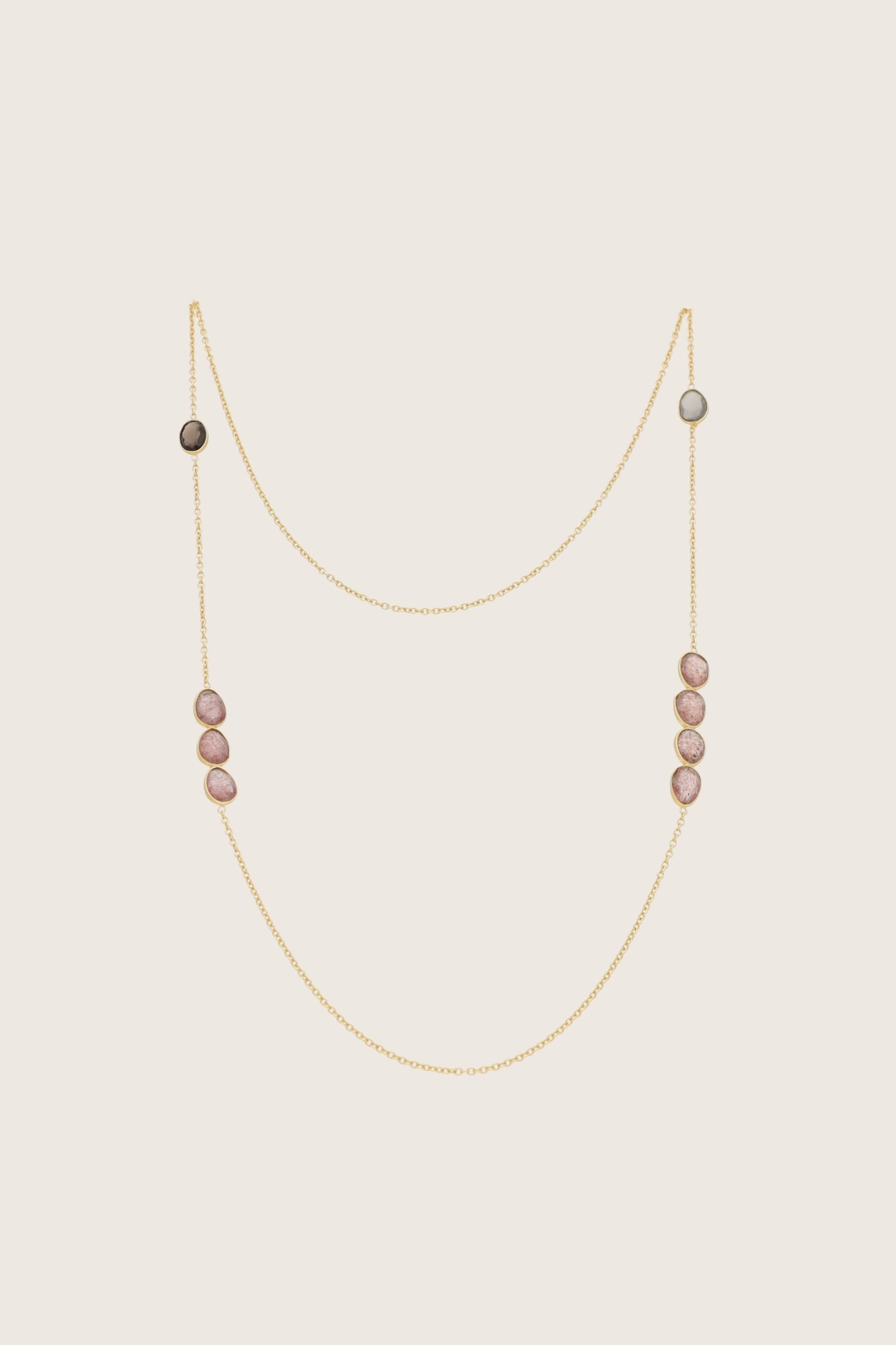 Assia 18K Recycled Fine Gold Plated Strawberry Quartz Necklace