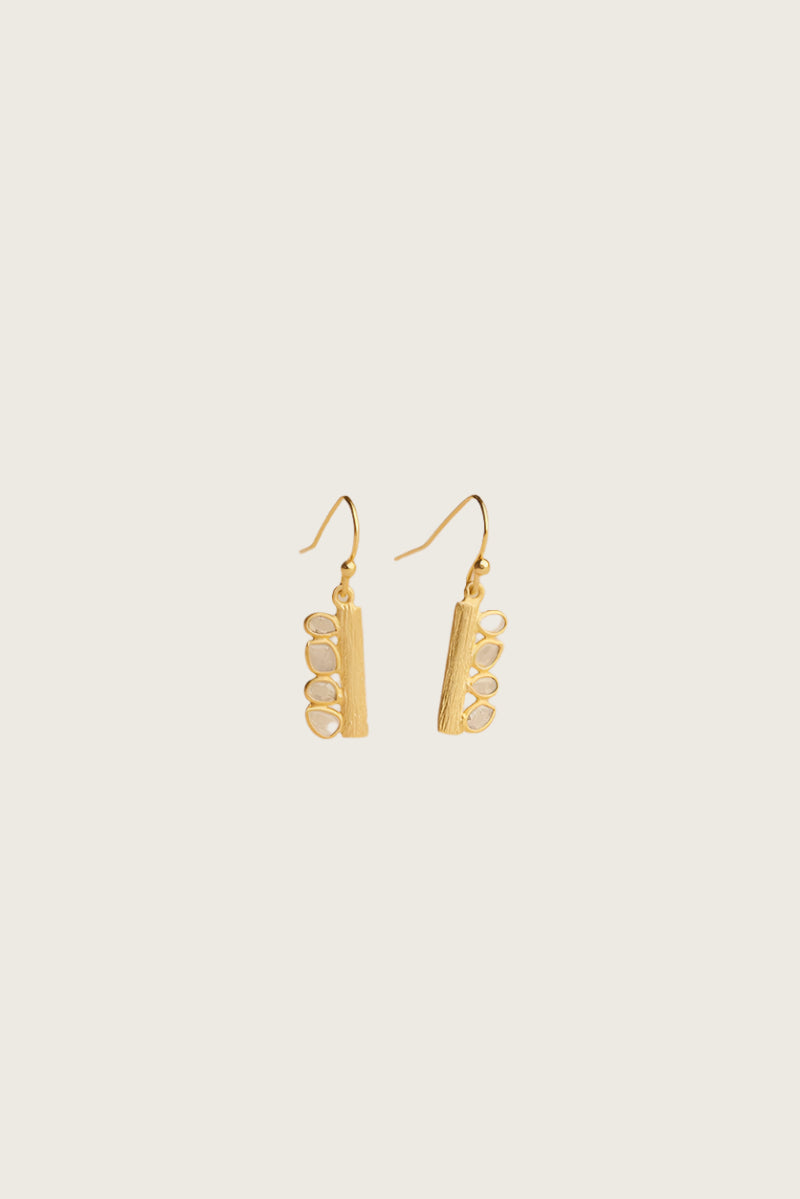 Illius 18K Recycled Fine Gold Plated Polki Diamond Earrings - 925 Silver Posts