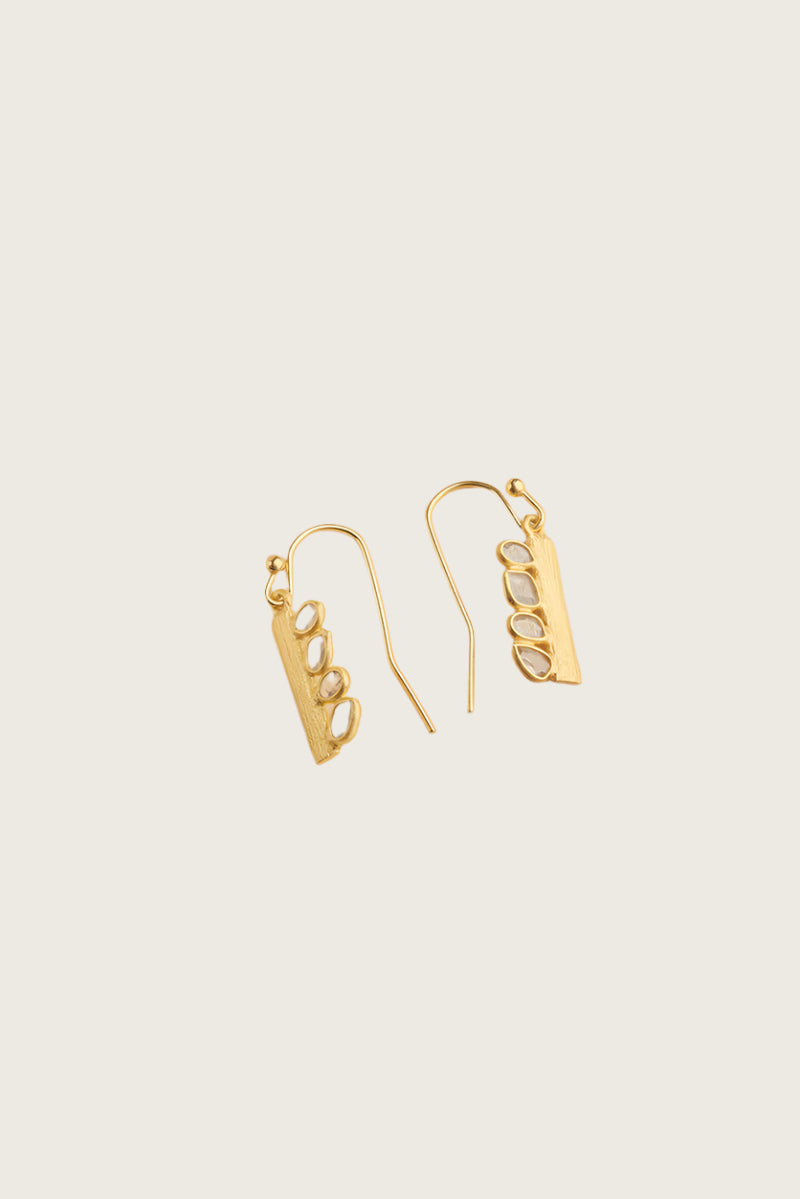 Illius 18K Recycled Fine Gold Plated Polki Diamond Earrings - 925 Silver Posts