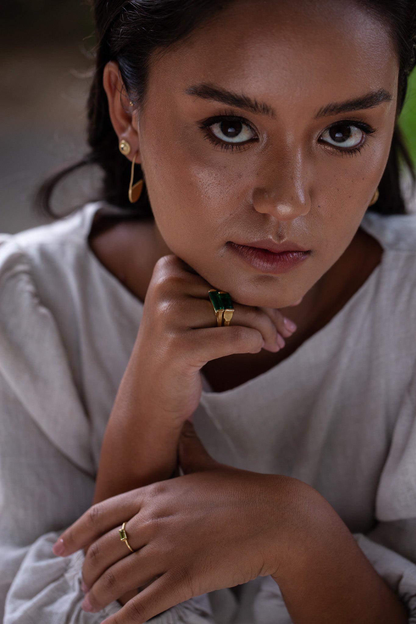 Aimara 18K Recycled Fine Gold Plated Polki Diamond Earrings - 925 Silver Posts