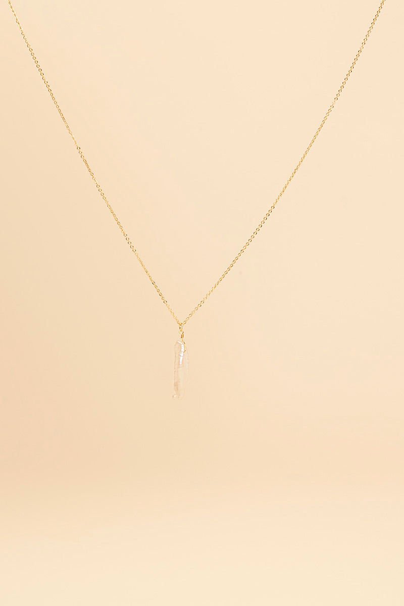Jaliti 14K Gold Inlay Freshwater Pearl Necklace