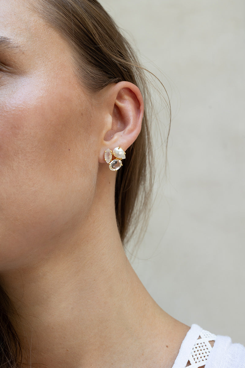 Nait 18K Recycled Fine Gold Plated Pearl Earrings - 925 Silver Posts