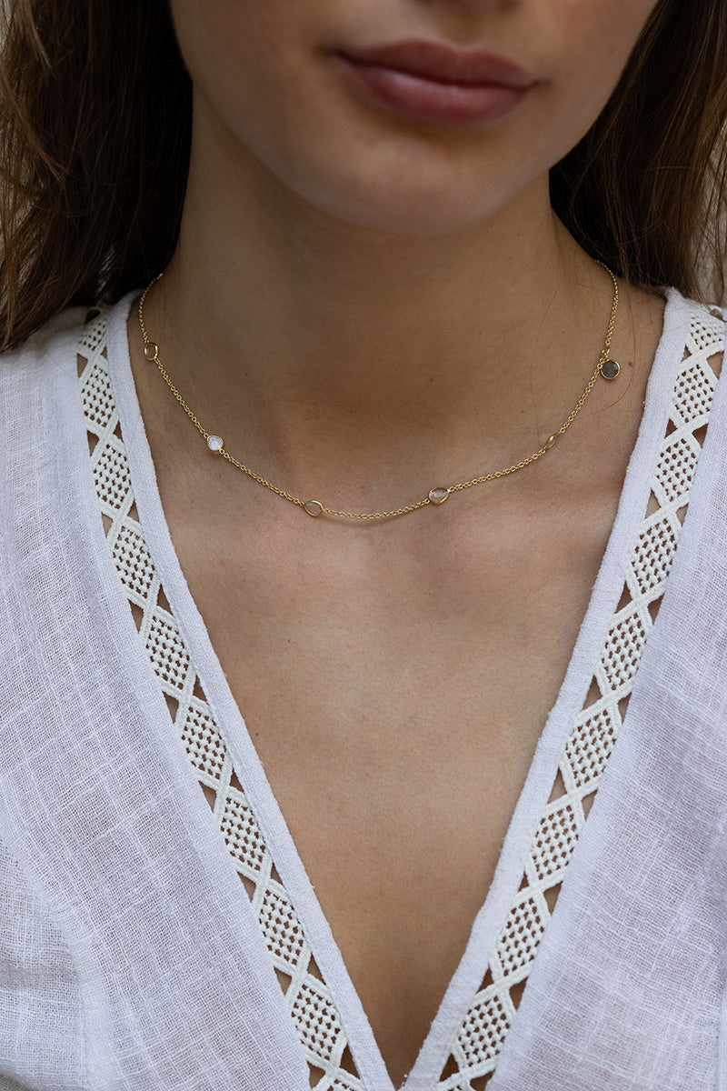 Aimouni 18K Recycled Fine Gold Plated Rock Crystal Necklace