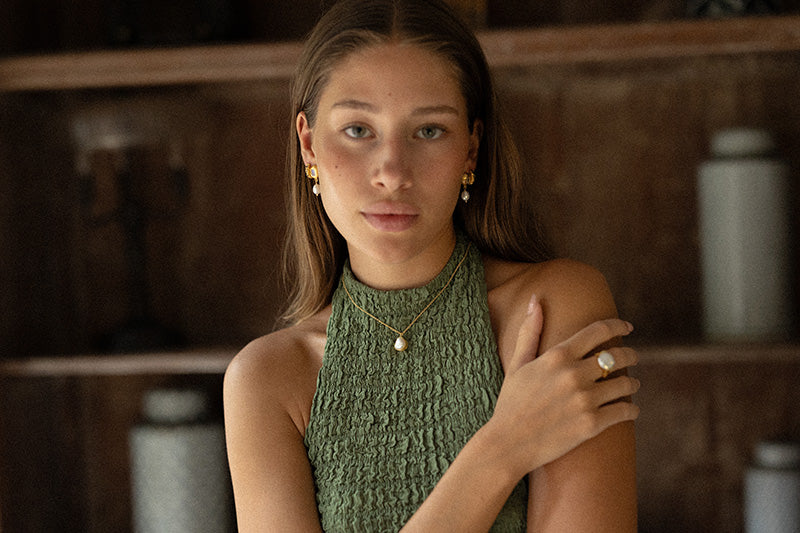 Aurea 18K Recycled Fine Gold Plated Raw Diamond Earrings - 925 Silver Posts