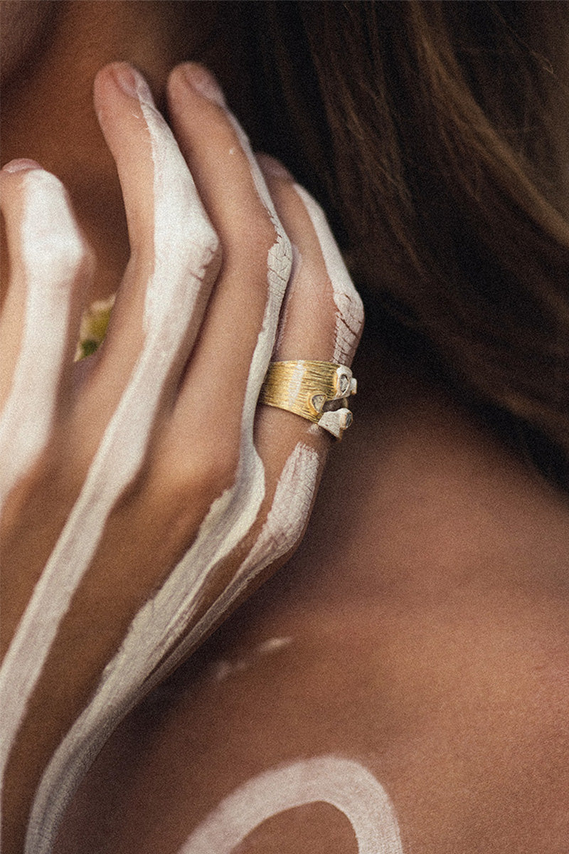 Aimouni 18K Recycled Fine Gold Plated Polki Diamond Ring