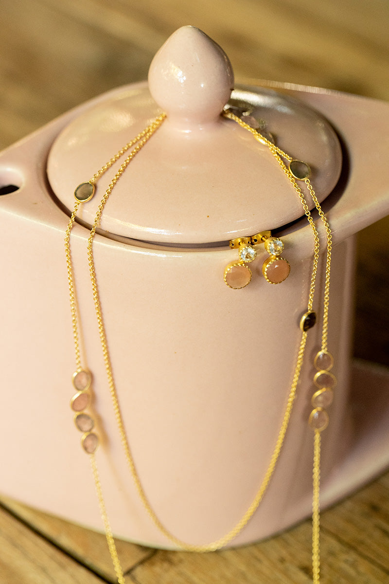 Assia 18K Recycled Fine Gold Plated Strawberry Quartz Necklace
