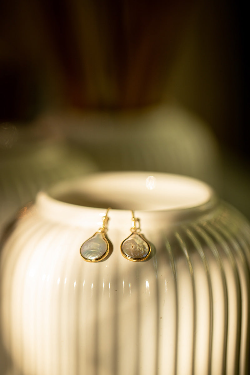 Sikit 18K Recycled Fine Gold Plated Freshwater Pearl Earrings - 925 Silver Posts