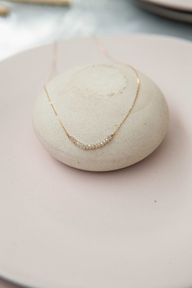 Osja 14K Gold Inlay Cream Crystal Necklace