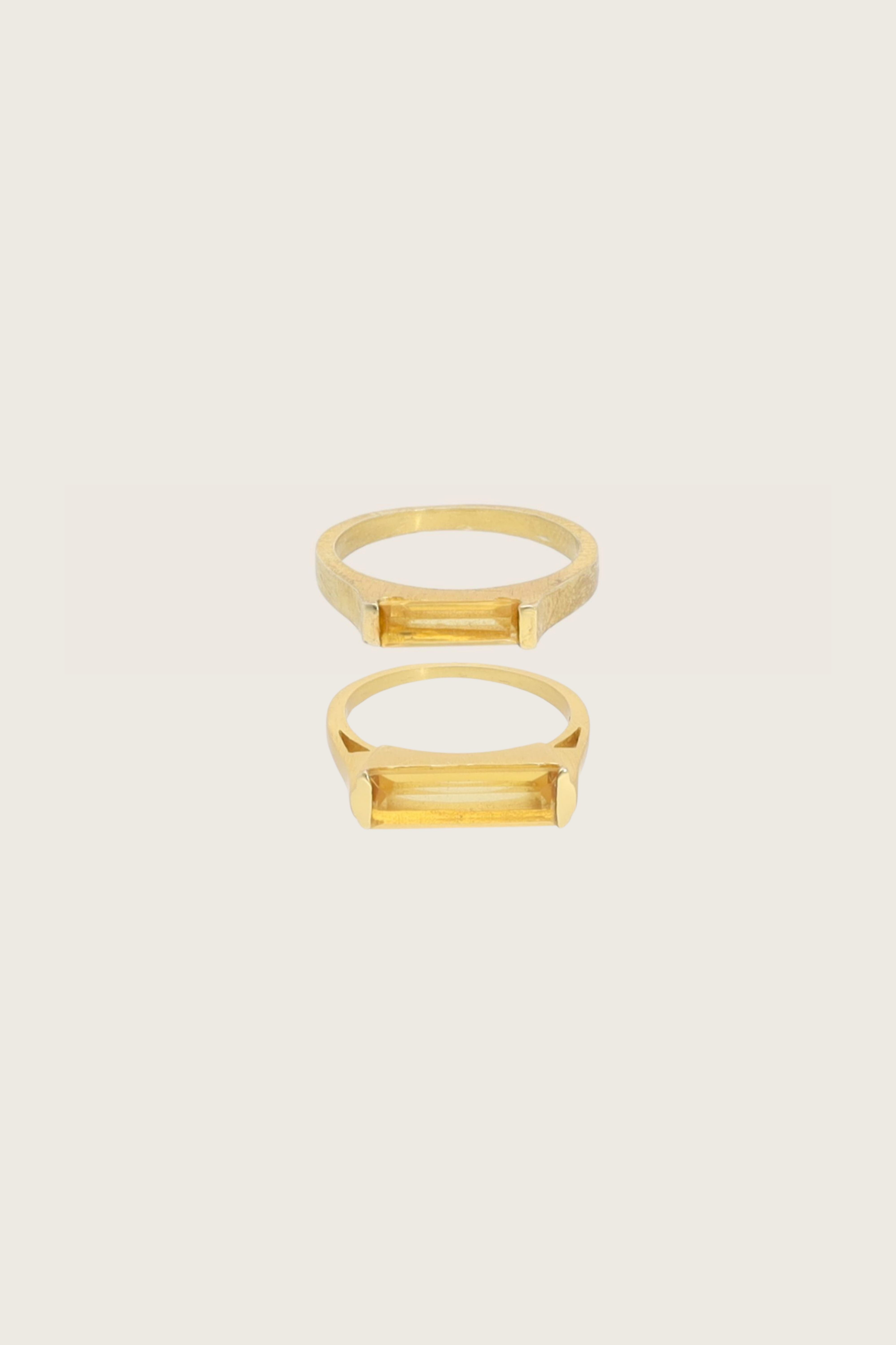 Geam 18K gerecycled fijn goud vergulde ring met rooktopaas