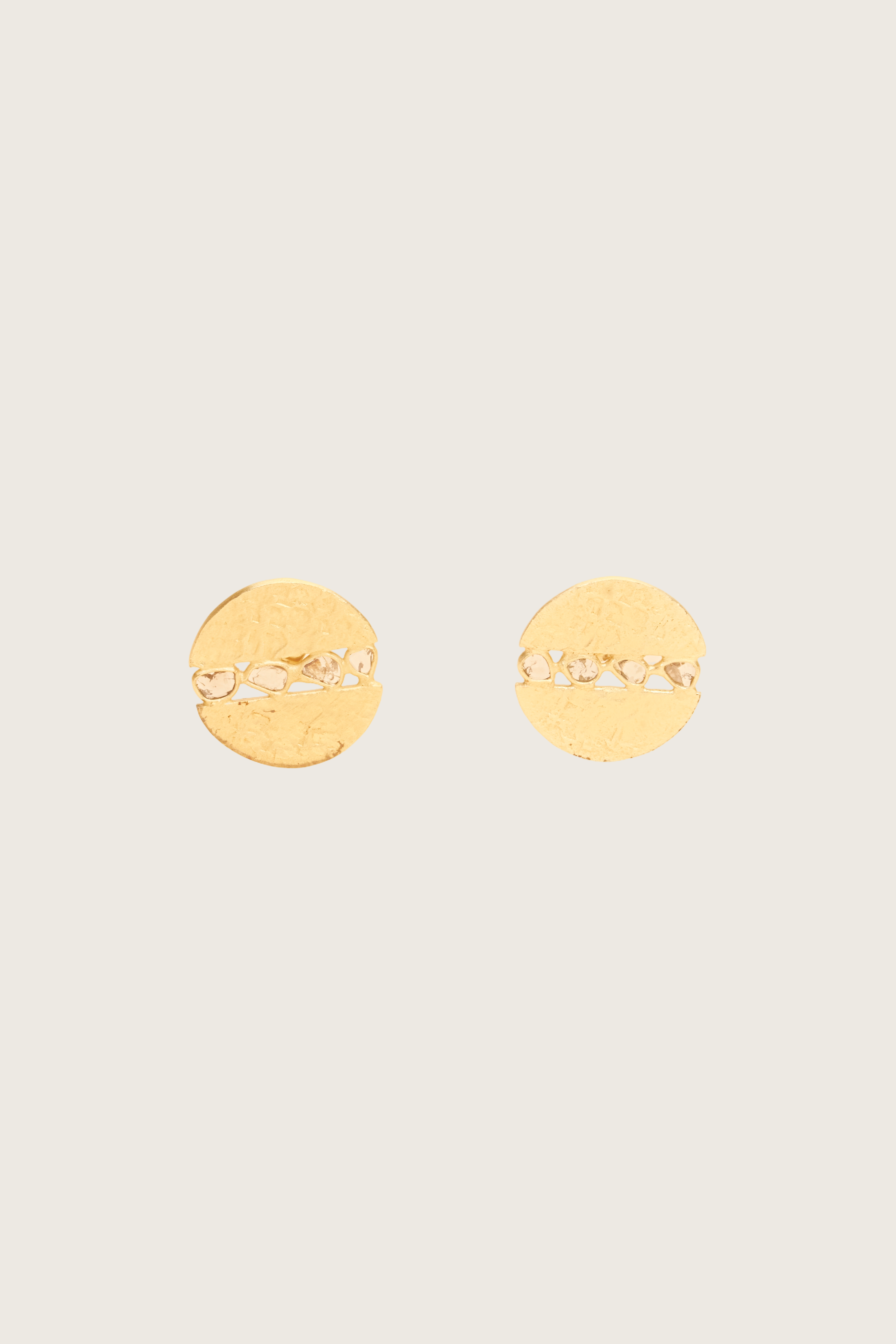Aimouni 18K Recycled Fine Gold Plated Polki Diamond Earrings - 925 Silver Posts
