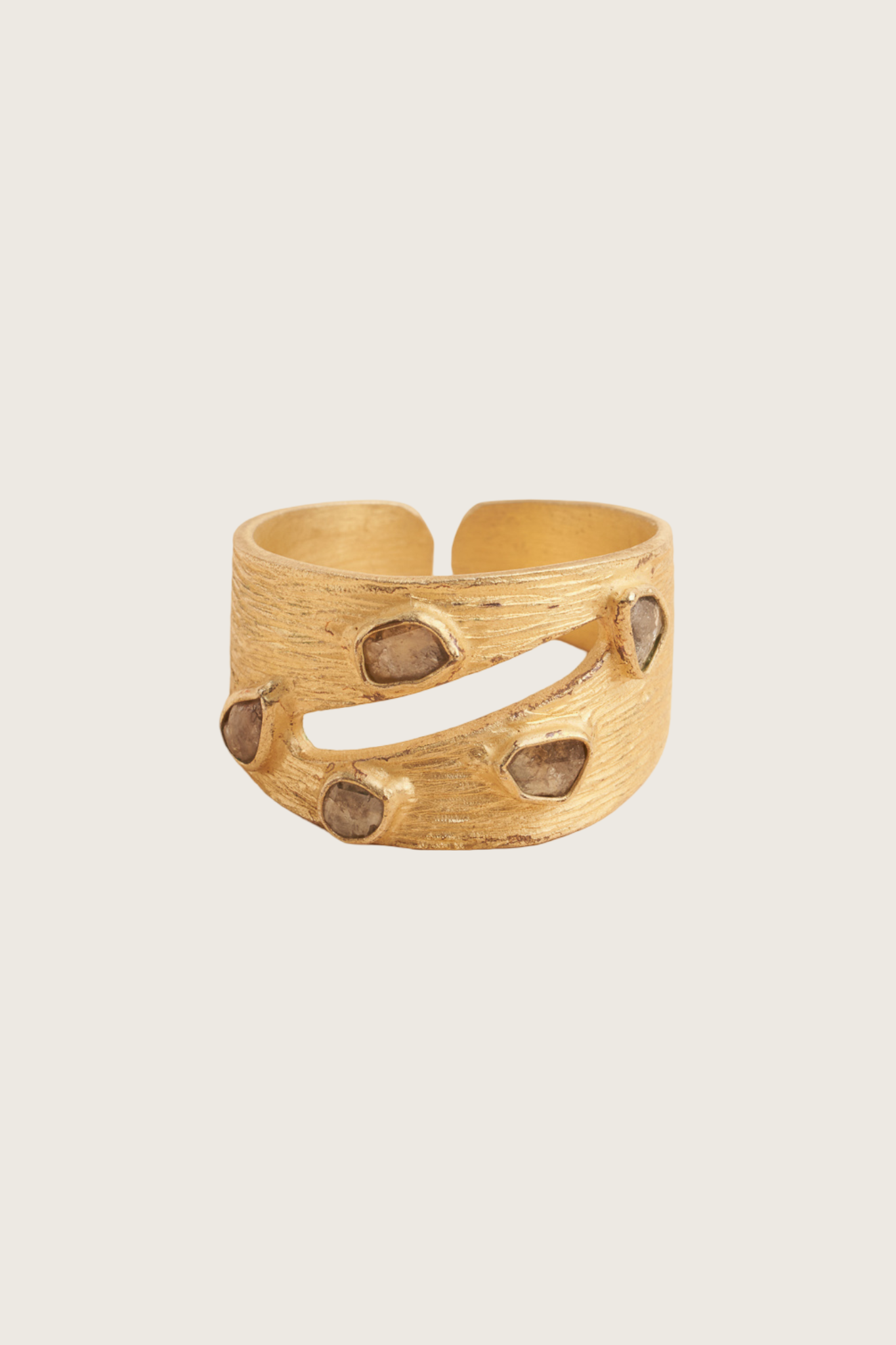 Aimouni 18K Recycled Fine Gold Plated Polki Diamond Ring