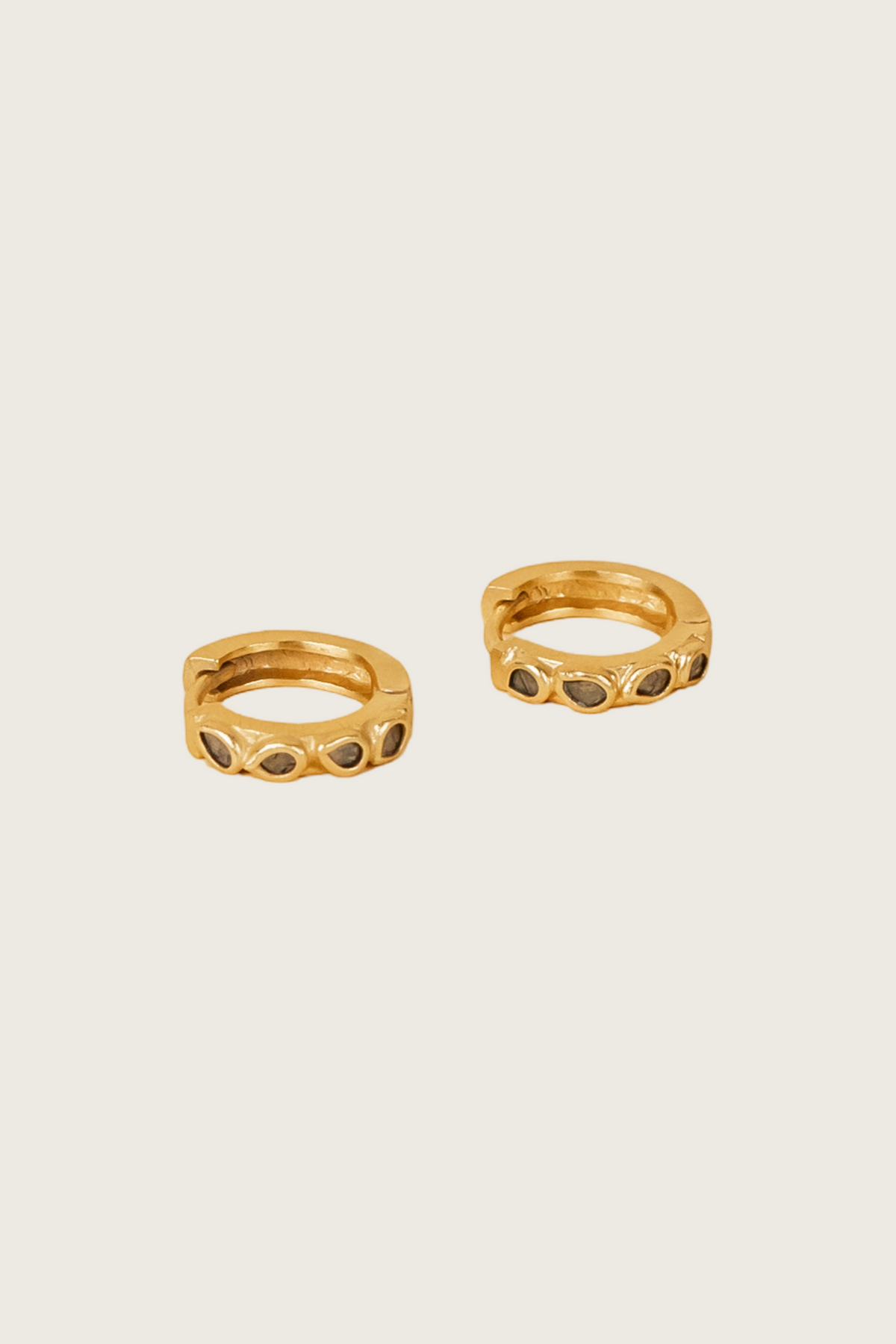 Aurea 18K Recycled Fine Gold Plated Raw Diamond Earrings - 925 Silver Posts