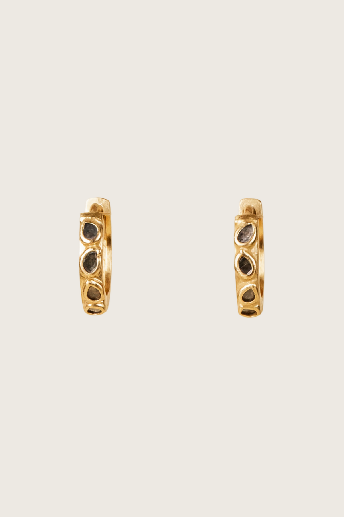 Aurea 18K Recycled Fine Gold Plated Raw Diamond Earrings - 925 Silver Posts