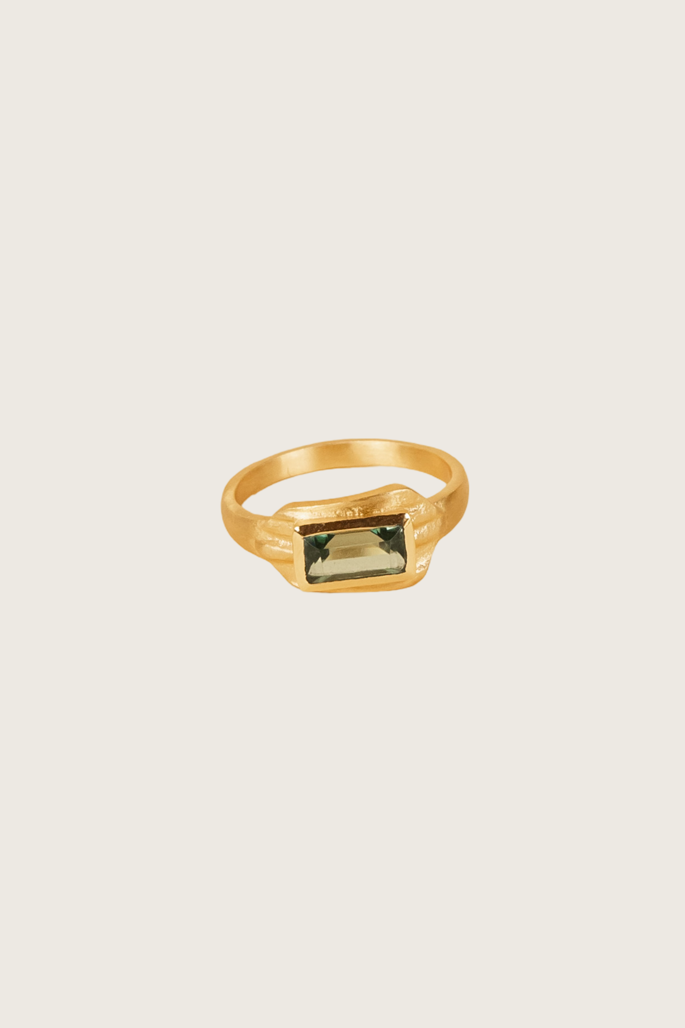 Caelia 18K Recycled Fine Gold Plated Green Tourmaline Ring