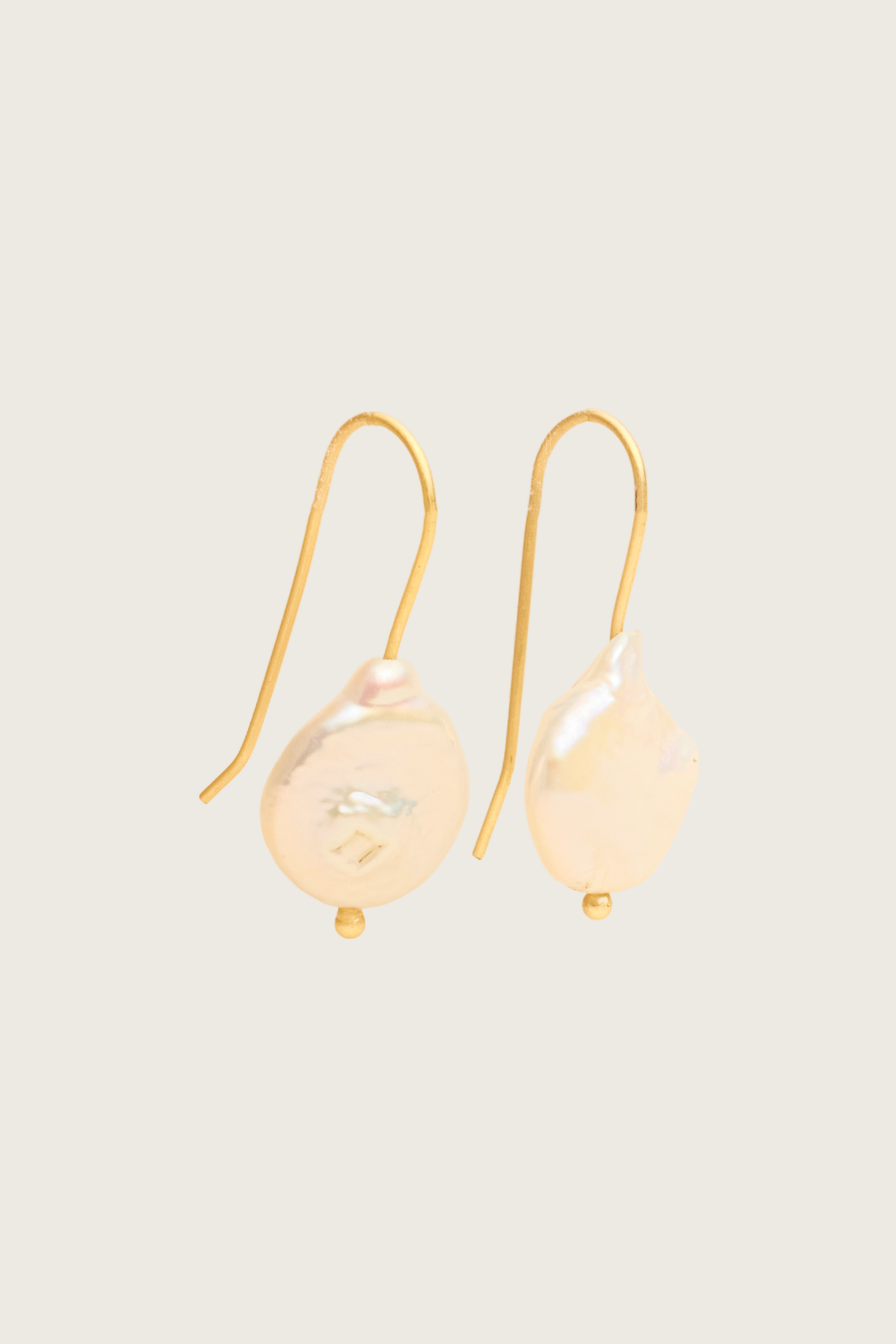 Eima 18K Recycled Fine Gold Plated Freshwater Pearl Earrings - 925 Silver Posts