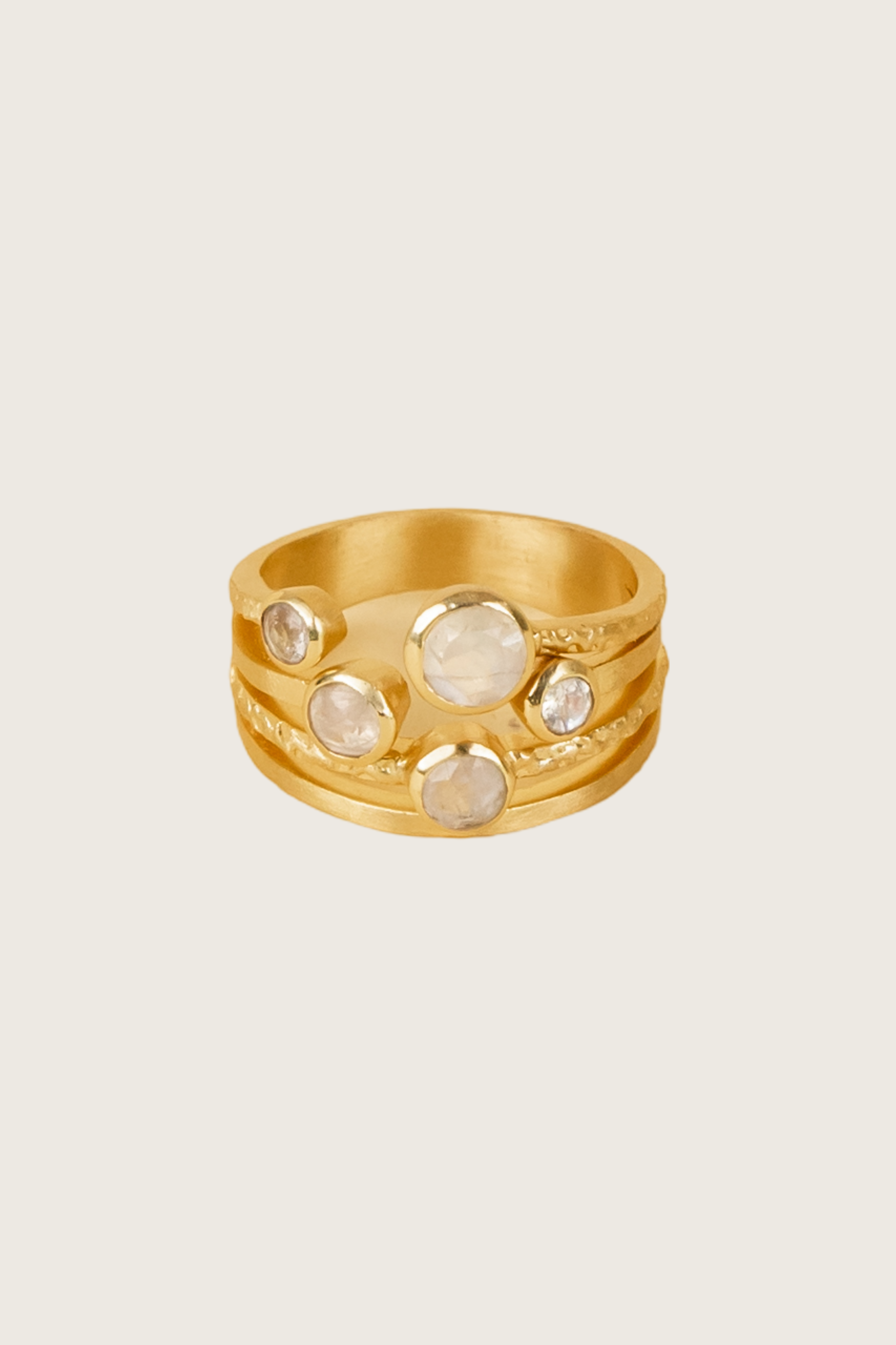 Luli 18K Recycled Fine Gold Plated Rainbow Moonstone Ring