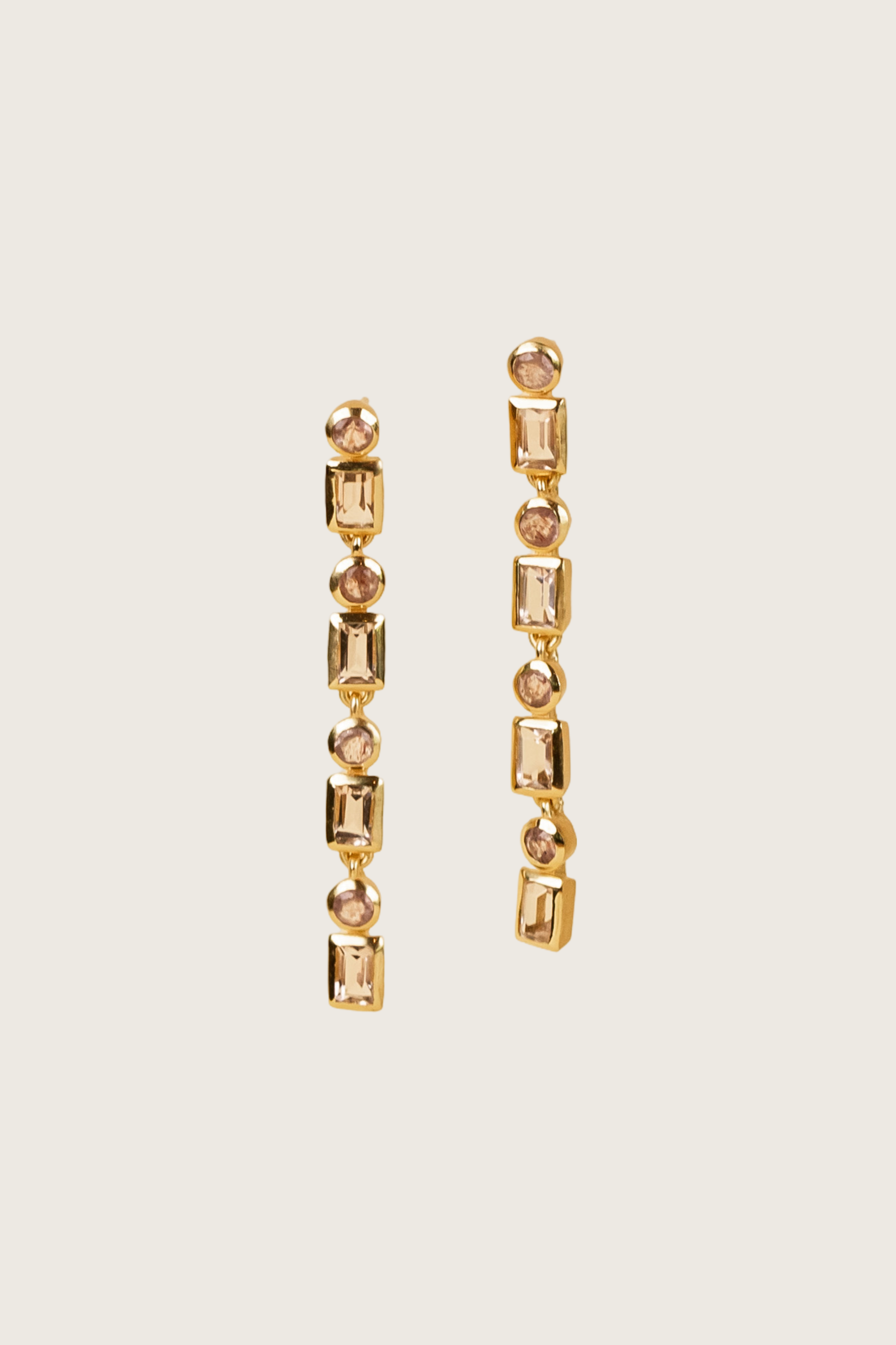 Luméra 18K Recycled Fine Gold Plated Morganite / Strawberry Quartz Earrings - 925 Silver Posts