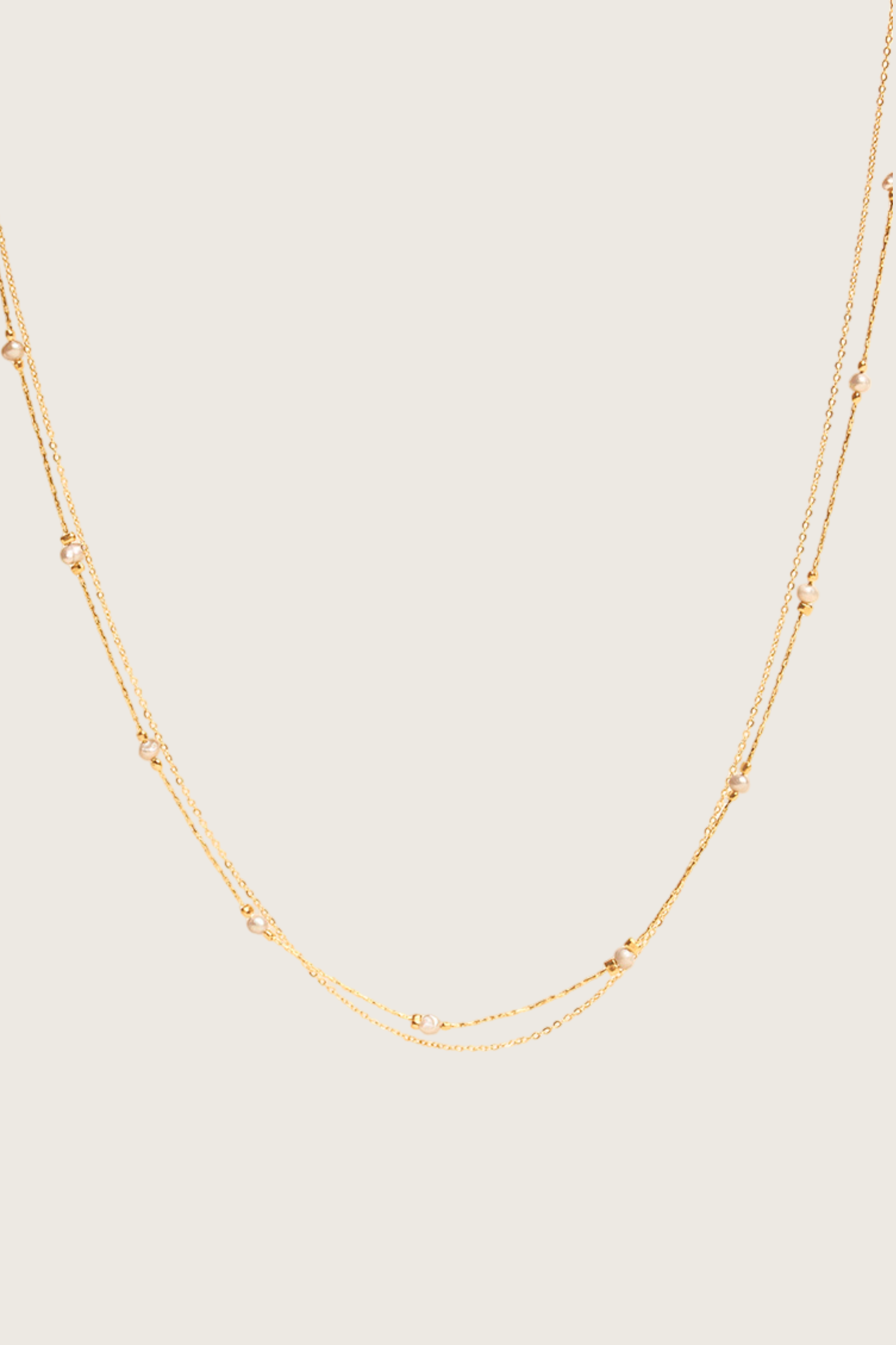 Posla 14K Gold Inlay White Pearl Necklace