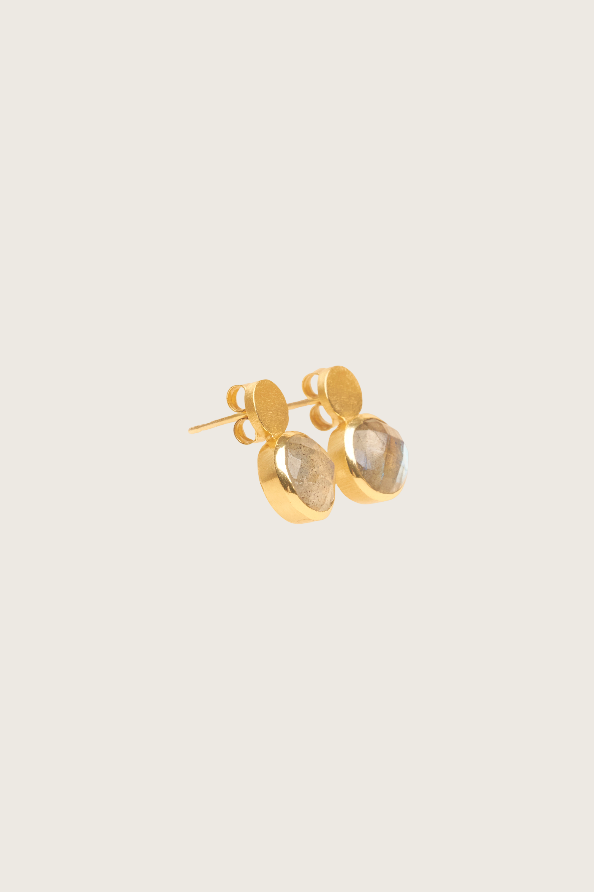 Robeli 18K Recycled Fine Gold Plated Green Amethyst Earrings - 925 Silver Posts