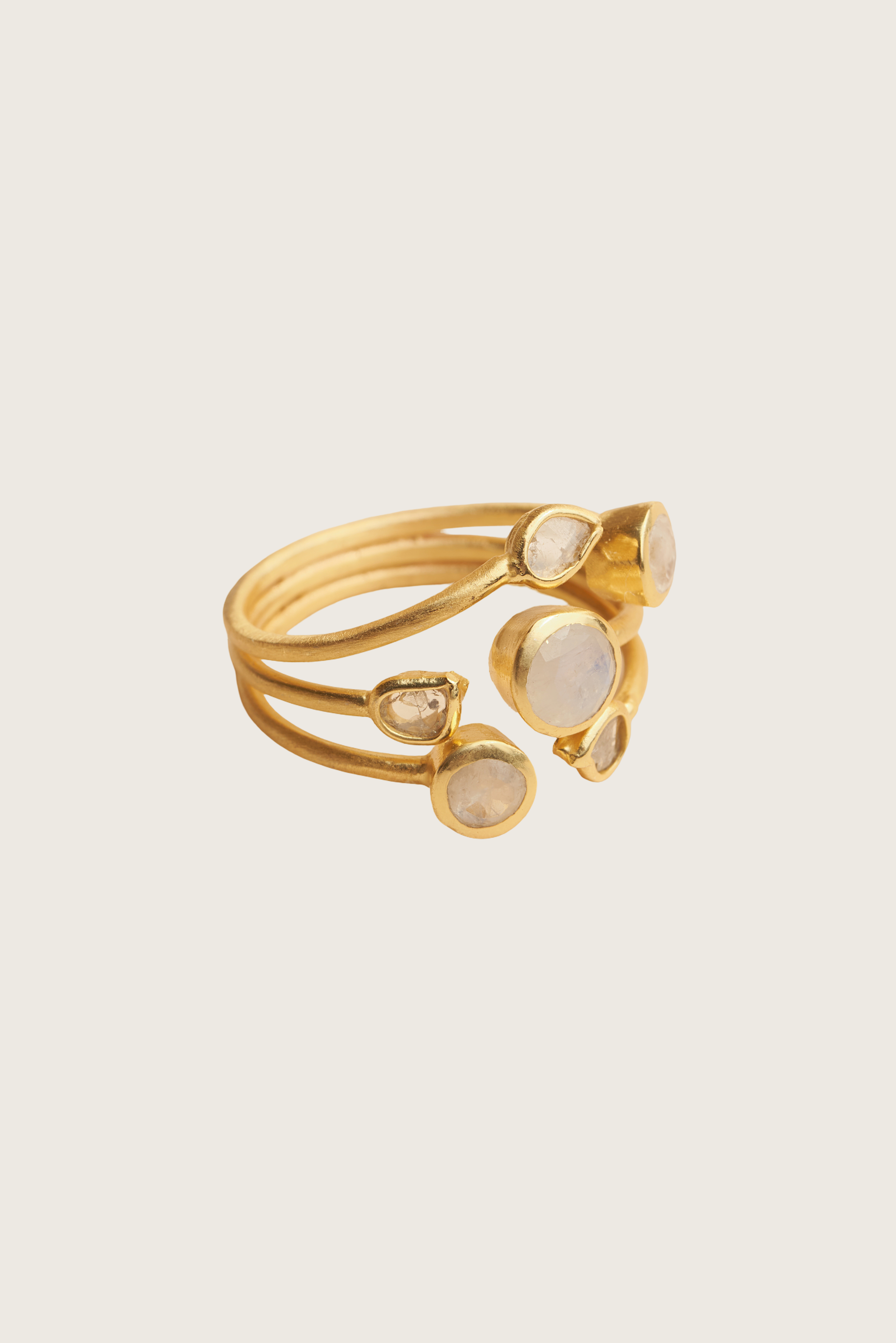 Siko 18K Recycled Fine Gold Plated Rainbow Moonstone Ring
