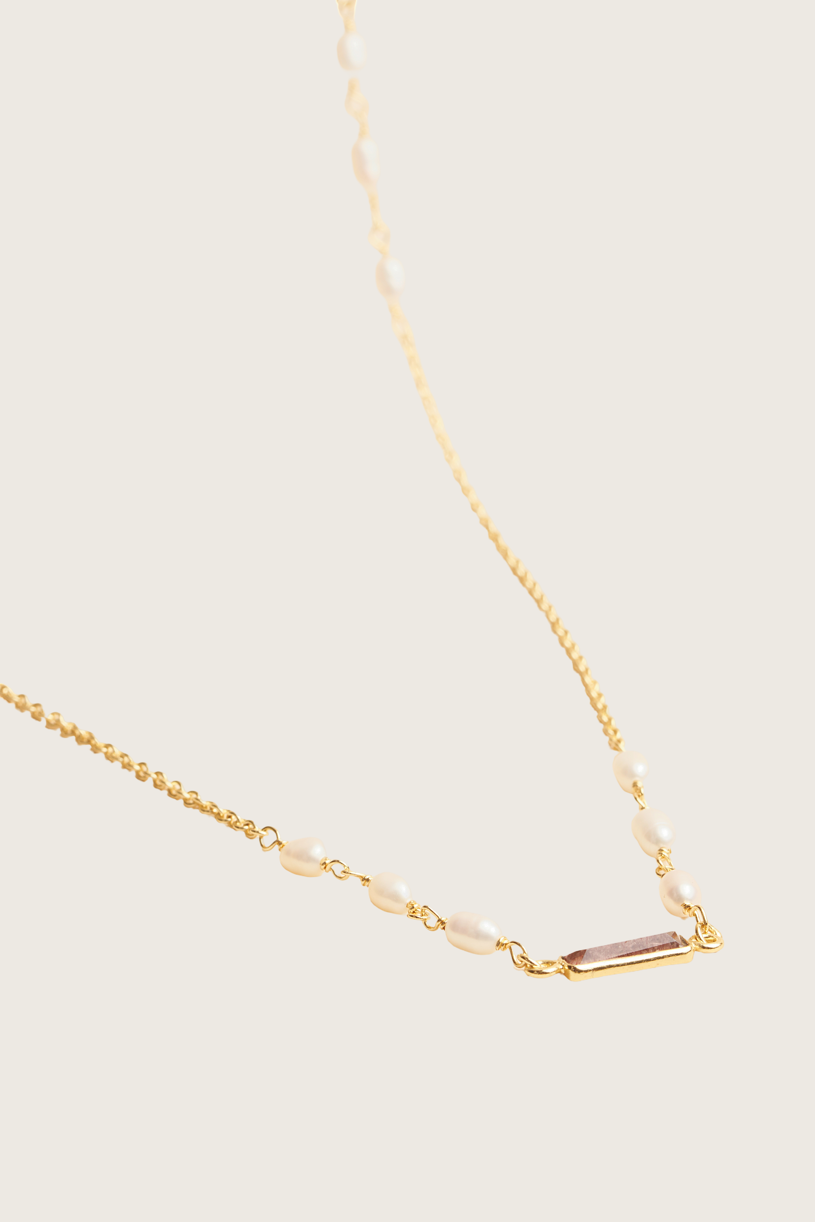 Taima 18K Recycled Fine Gold Plated White Pearl / Blue Topaz Necklace