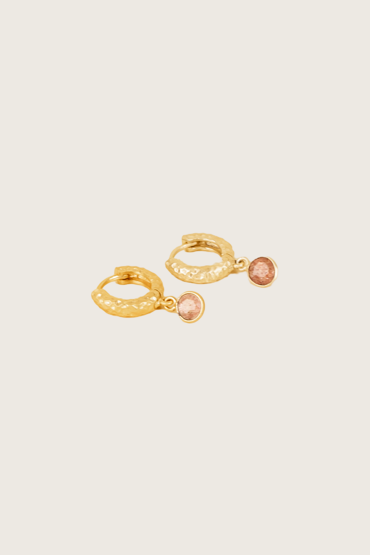 Tira 18K Recycled Fine Gold Plated Strawberry Quartz Earrings - 925 Silver Posts
