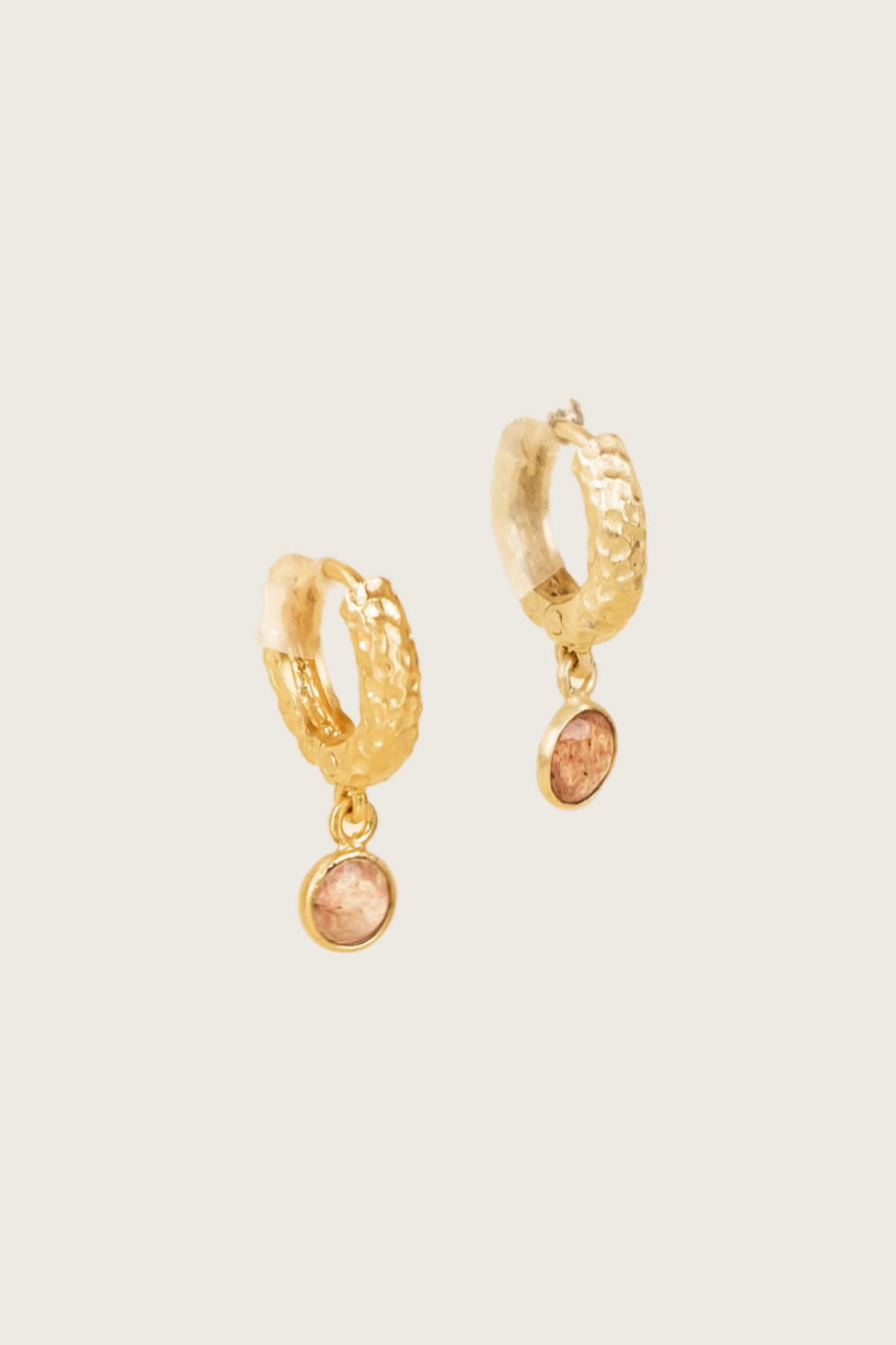 Tira 18K Recycled Fine Gold Plated Strawberry Quartz Earrings - 925 Silver Posts