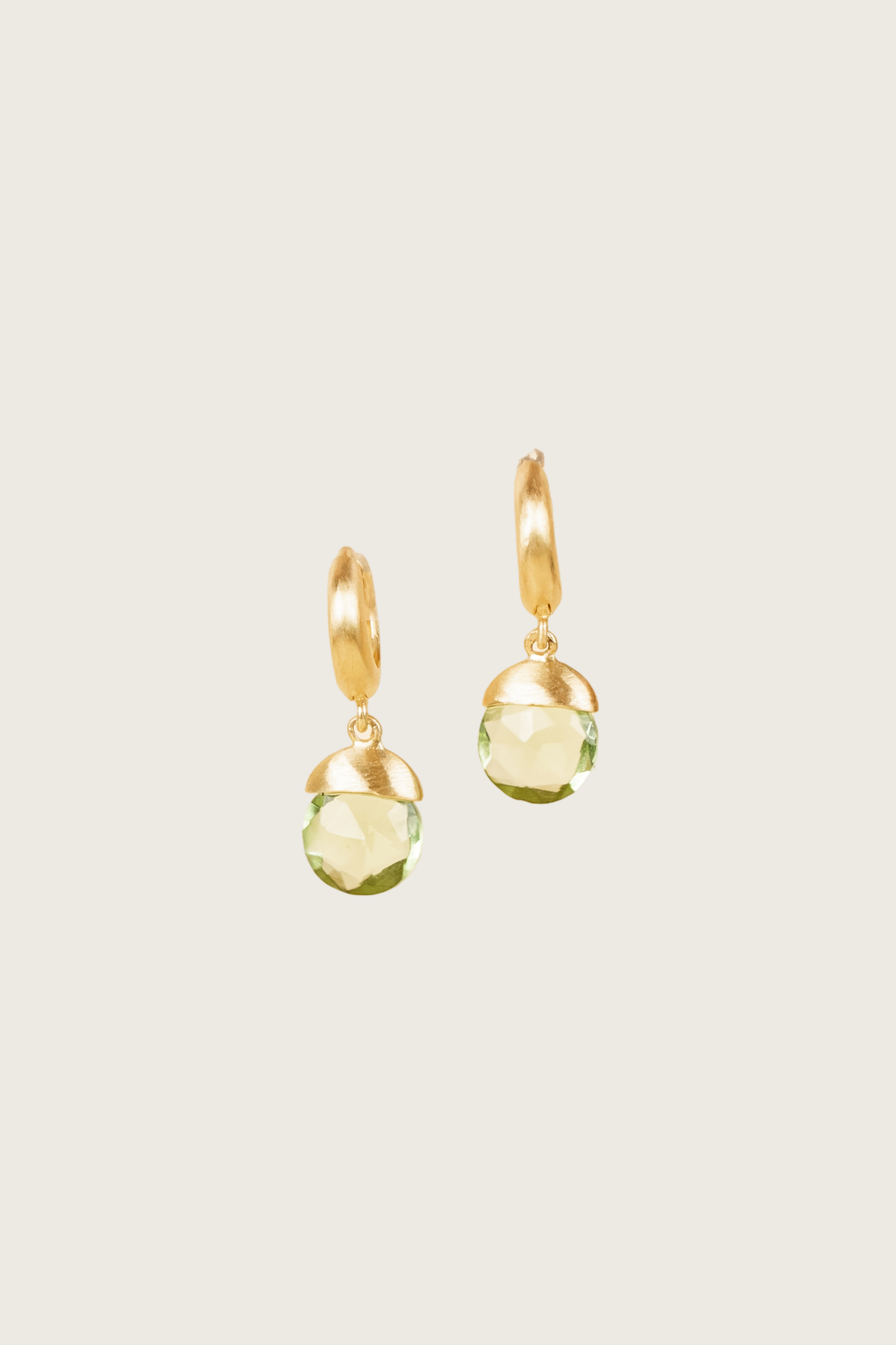 Tirua 18K Recycled Fine Gold Plated Green Amethyst Earrings - 925 Silver Posts