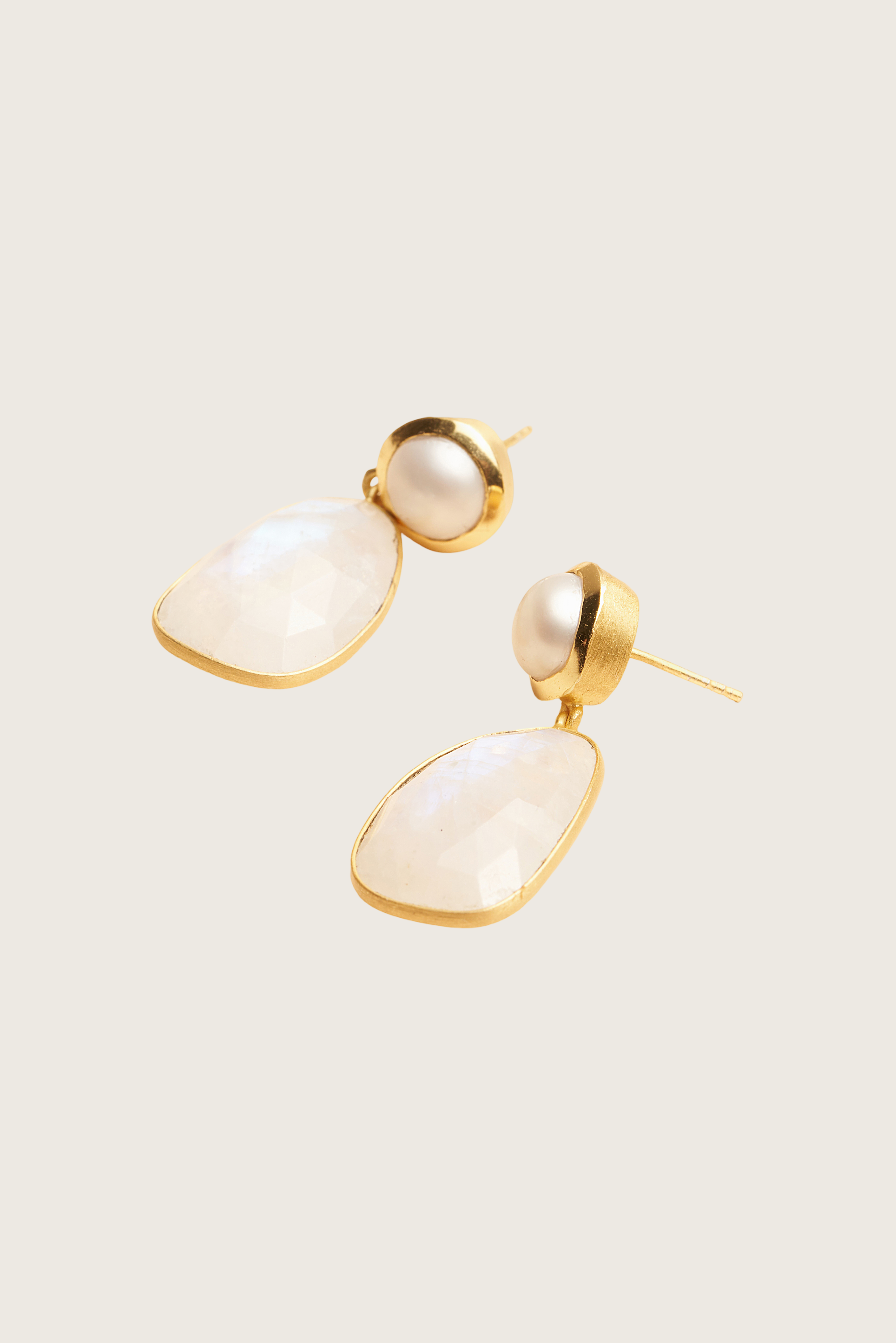Wasa 18K Recycled Fine Gold Plated Morganite / Strawberry Quartz Earrings - 925 Silver Posts