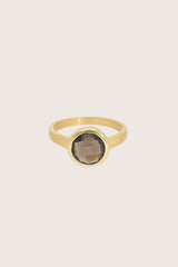 Lysar 18K gerecycled fijn goud vergulde ring met smoky topaas
