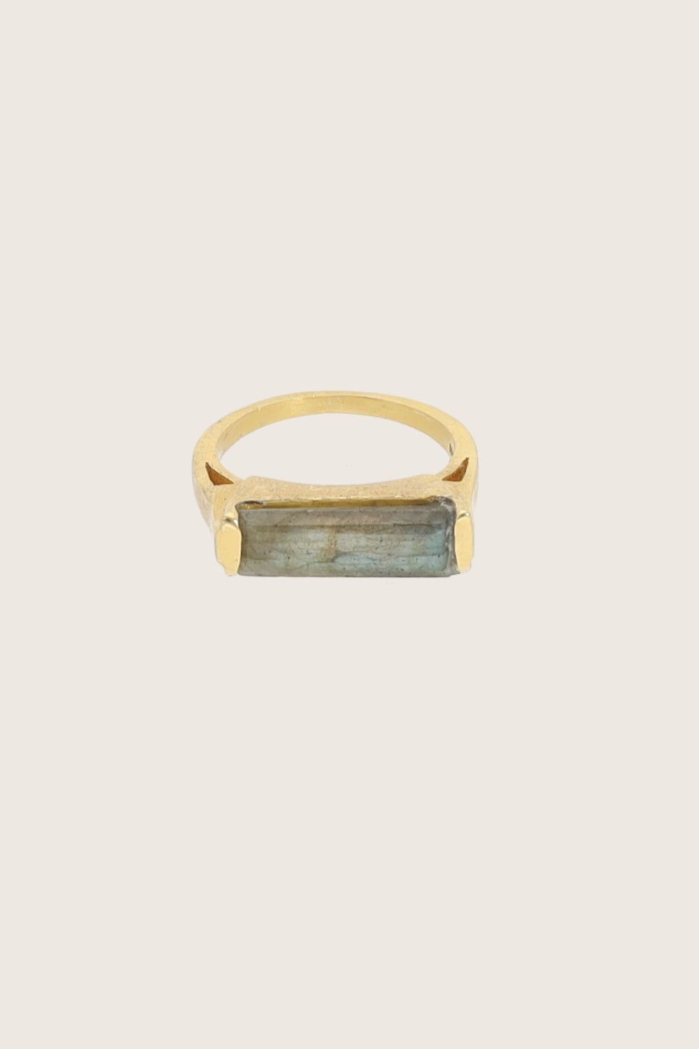 Geam 18K gerecycled fijn goud vergulde ring, labradoriet
