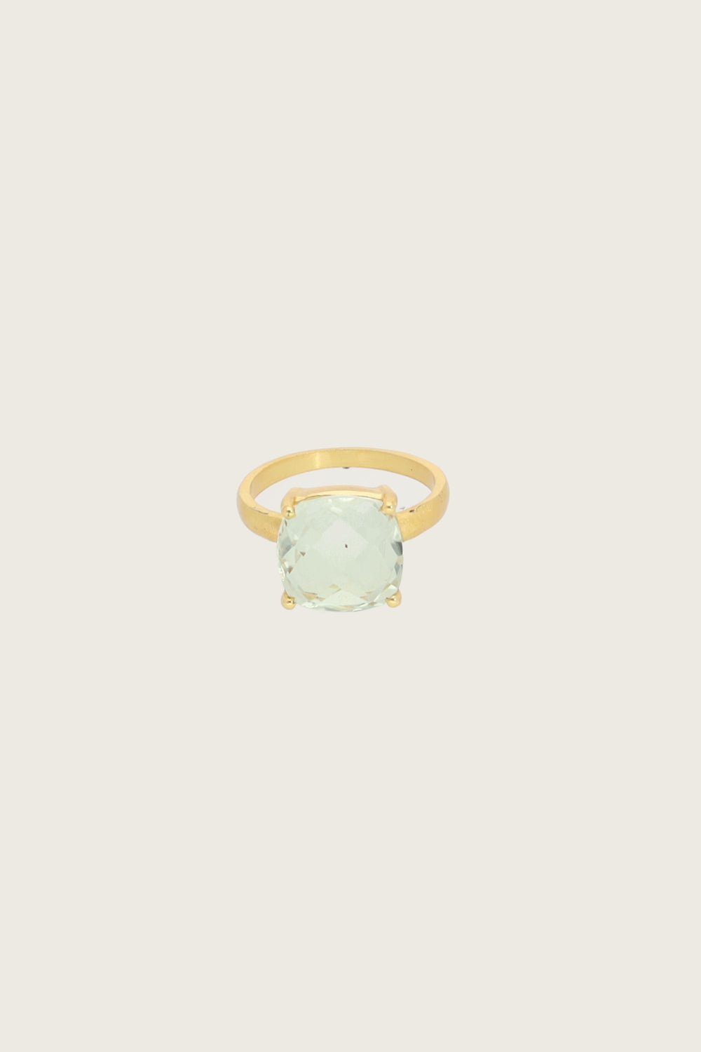 Manil 18K gerecycled fijn goud vergulde ring, groene amethist