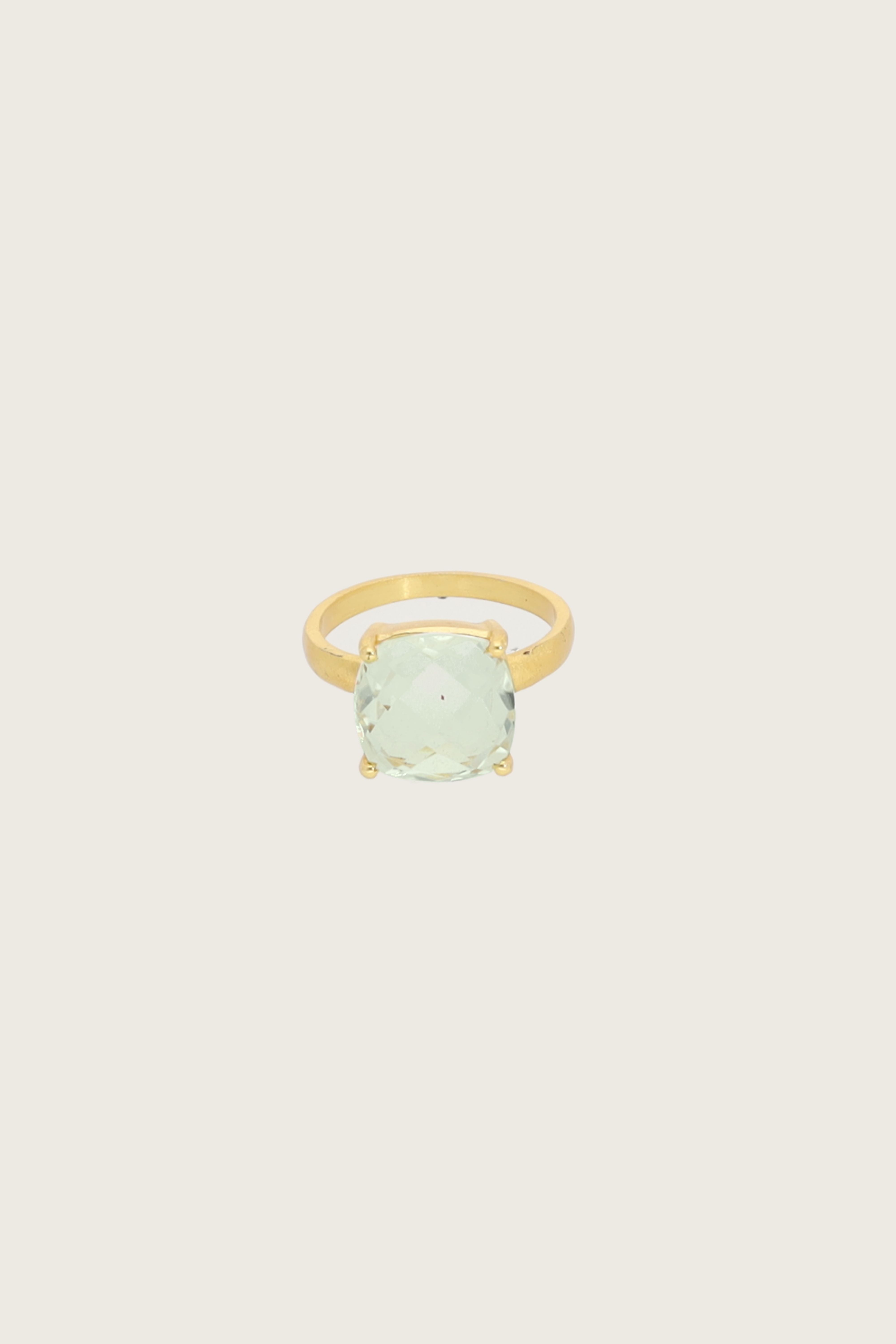 Manil 18K gerecycled fijn goud vergulde ring met groene amethist
