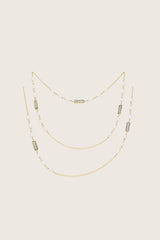 Taima ketting met 18K gerecycled fijn goud verguld, witte parel / labradoriet
