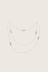 Taima 18K gerecycled fijn goud vergulde ketting met witte parel / labradoriet