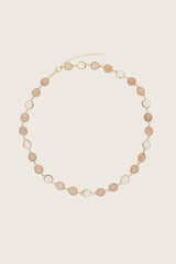 Ellipsi 18K gerecycled fijn goud vergulde ketting met perzik maansteen / rozenkwarts