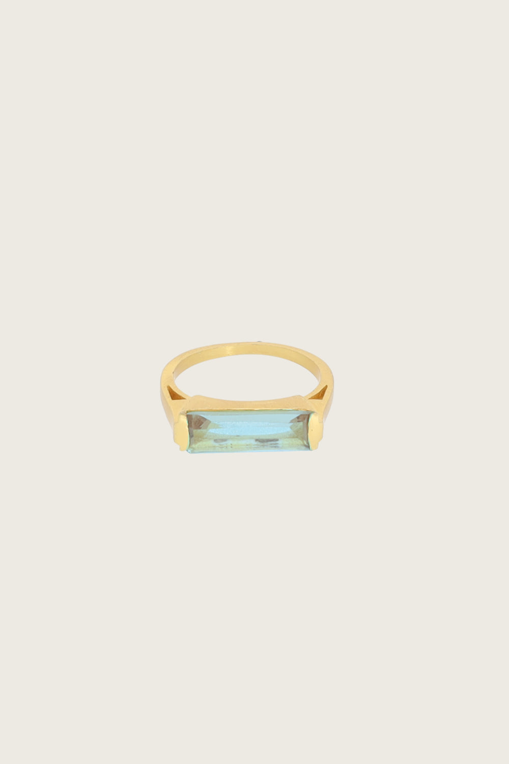 Geam 18K gerecycled fijn goud vergulde ring, blauwe topaas