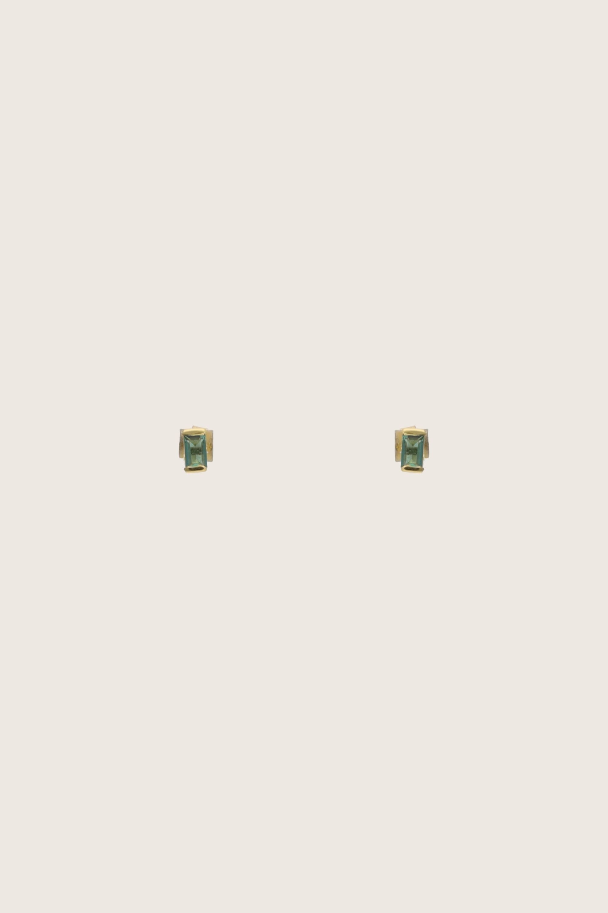 Siniu 18K Recycled Fine Gold Plated Green Tourmaline Earrings - 925 Silver Posts