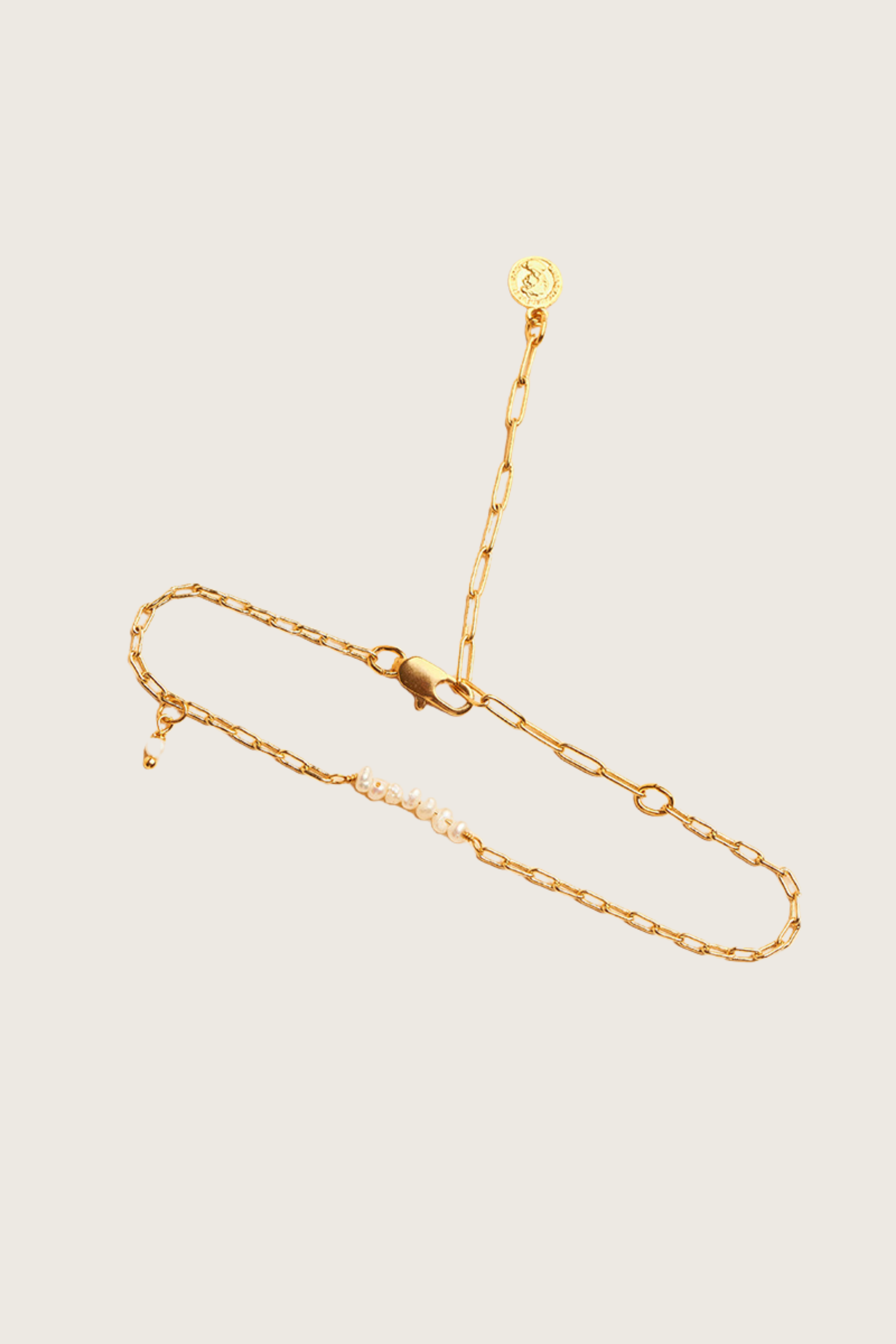 Jete 14K Gouden Inleg Zoetwaterparel Armband