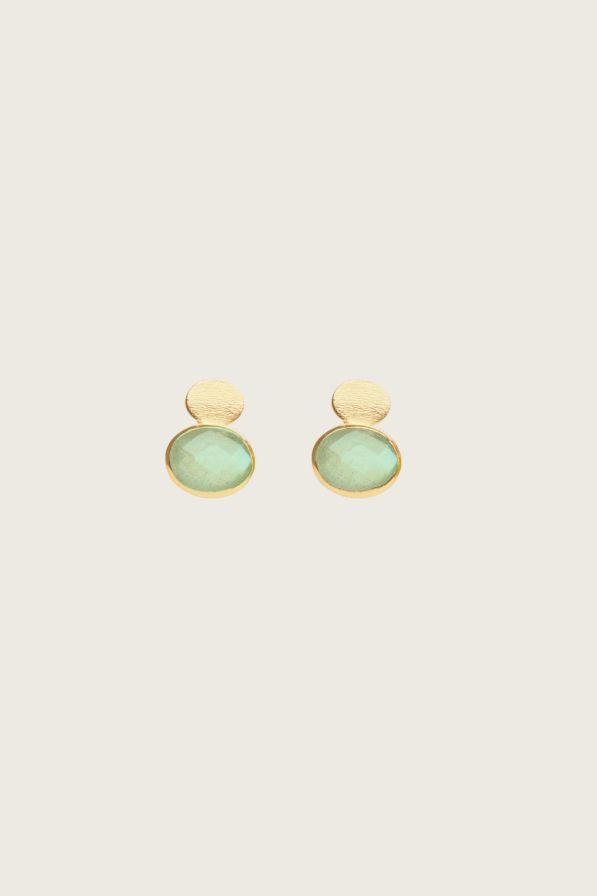Robeli 18K Recycled Fine Gold Plated Green Amethyst Earrings - 925 Silver Posts