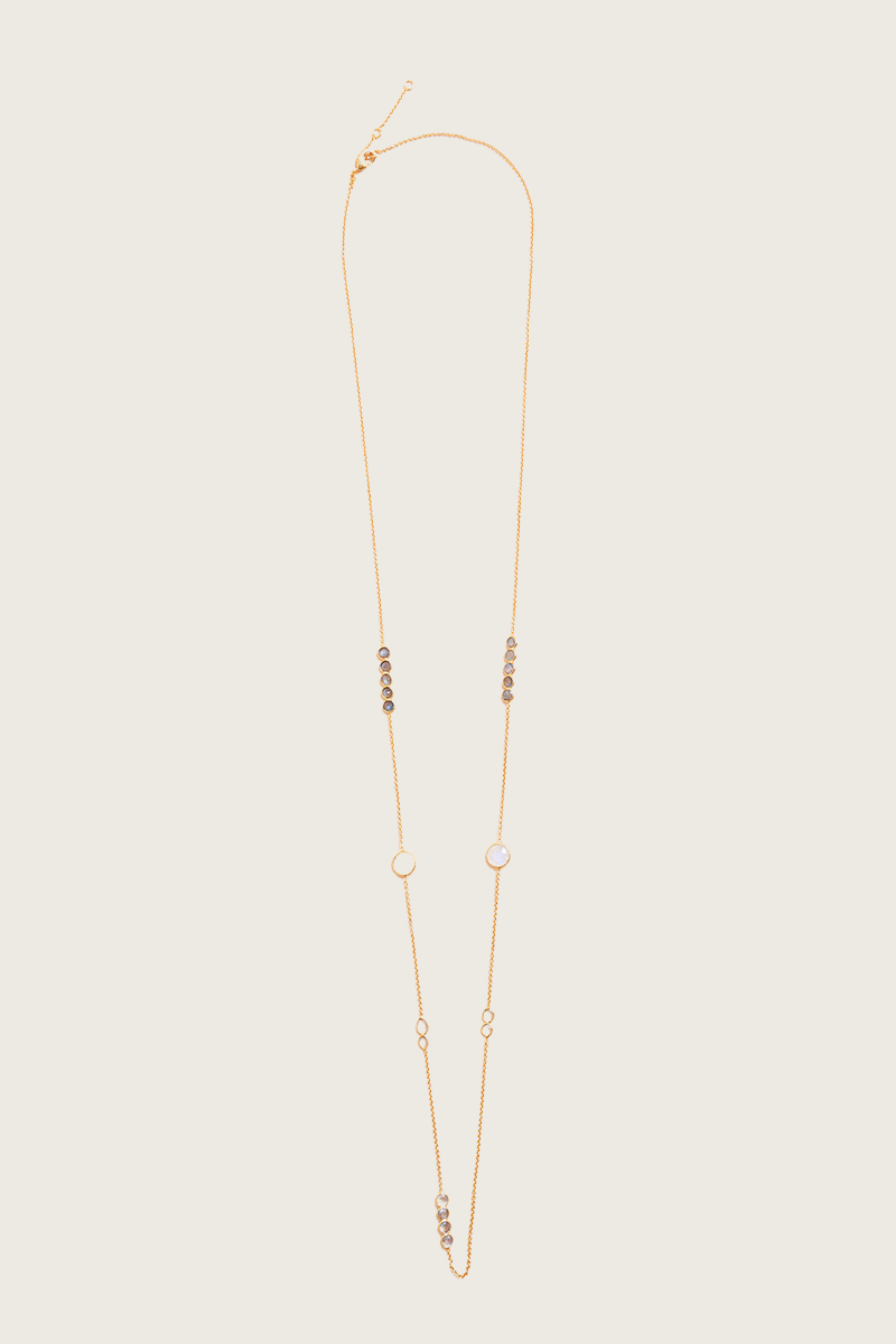 Kazin 18K Gerecycled Fijn Goud Vergulde Ketting, Regenboog Maansteen
