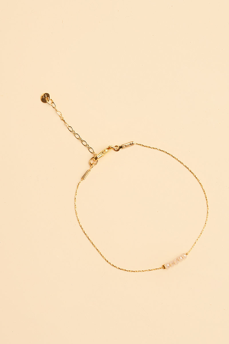 Jonit 14K Gold Inlay Moast Green Crystal Bracelet