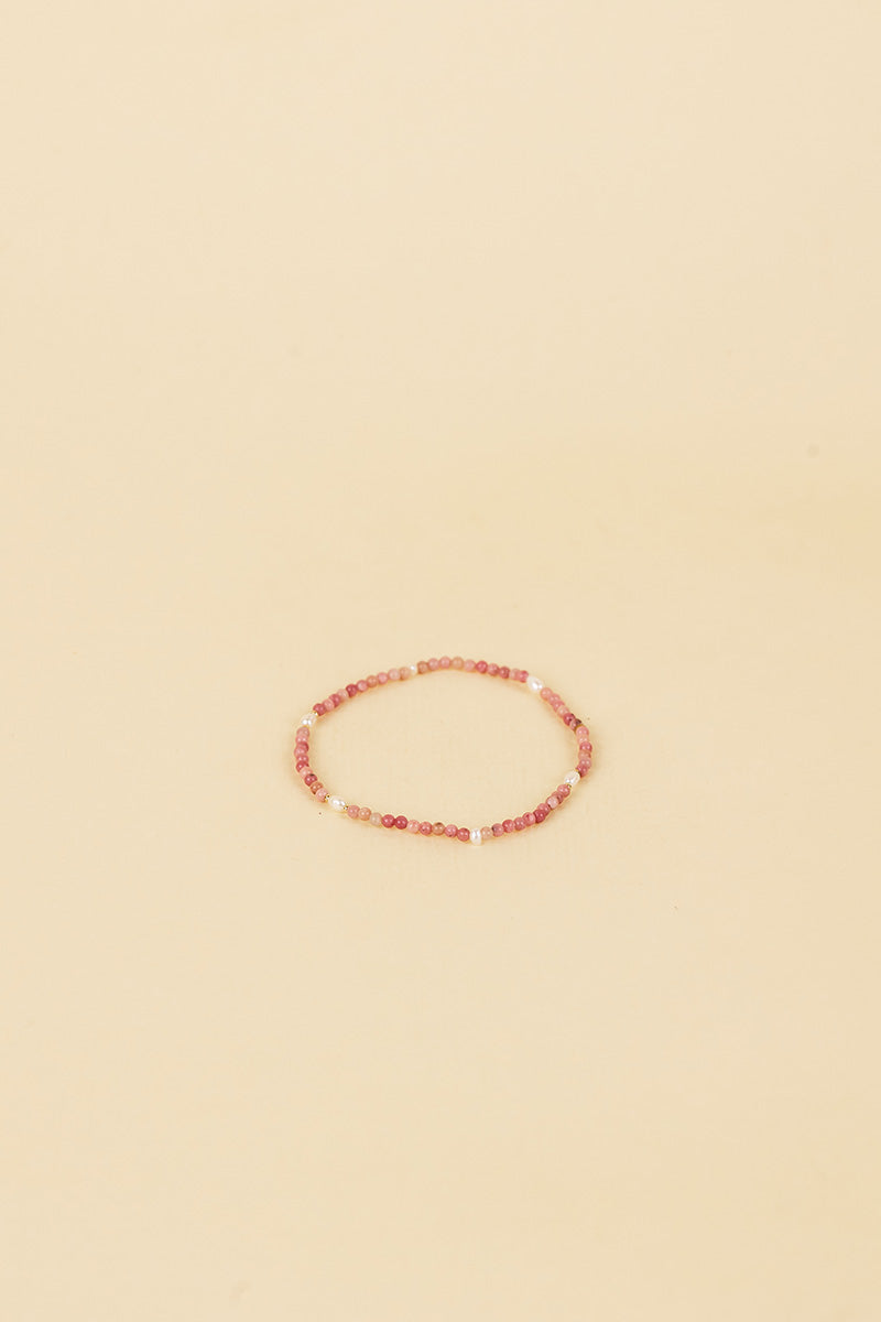 Kari 14K Gold Inlay White Pearl & Rose Crystal Bracelet