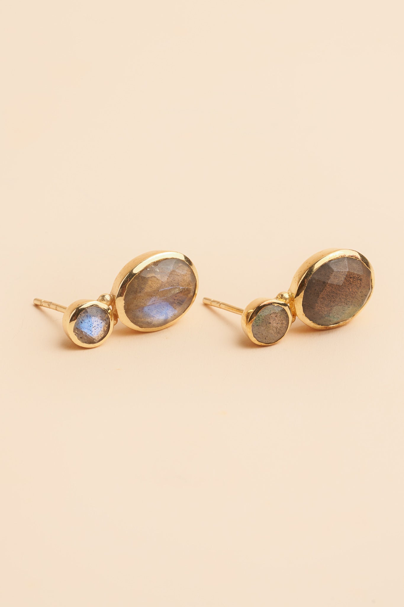 Zreinia 18K Recycled Fine Gold Plated Labradorite Earrings - 925 Silver Posts