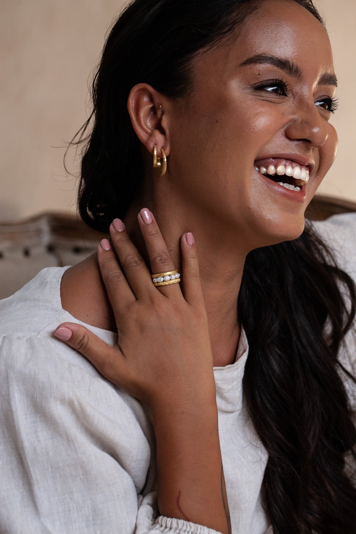 Tania 18K Recycled Fine Gold Plated Large Earrings - 925 Silver Posts