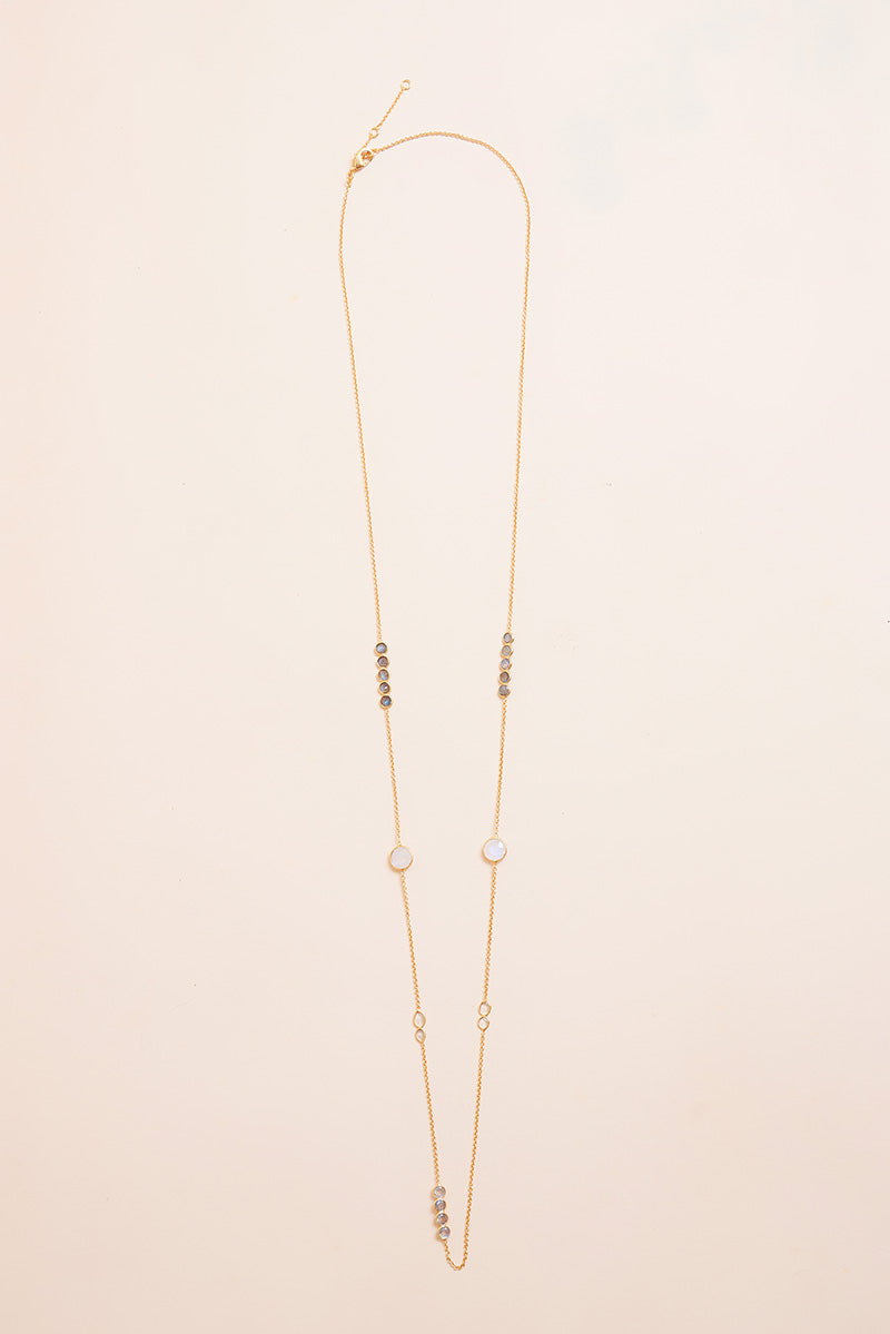 Kazin 18K gerecycled fijn goud vergulde ketting met regenboogmaansteen