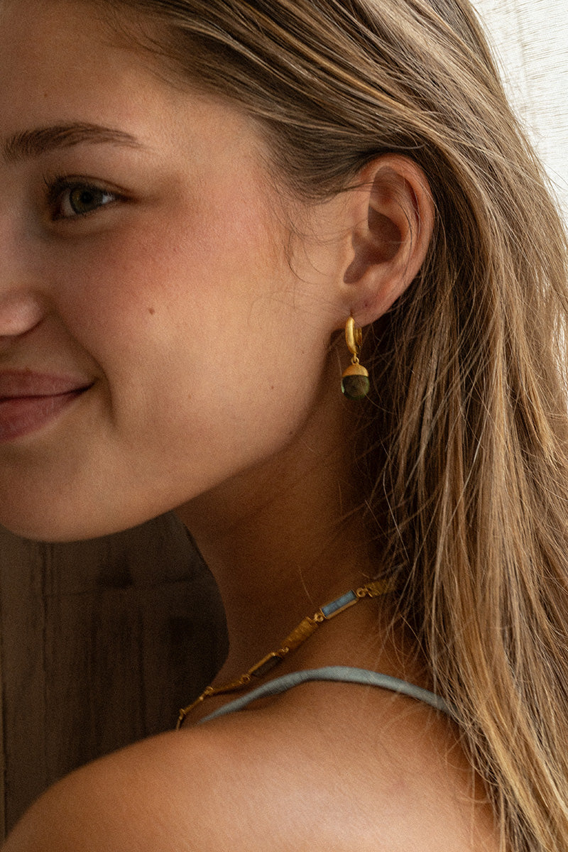 Tirua 18K Recycled Fine Gold Plated Blue Topaz Earrings - 925 Silver Posts