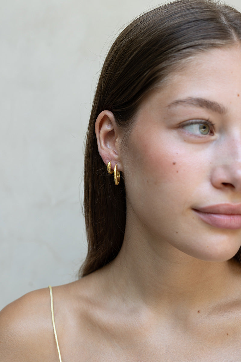 Tania 18K Recycled Fine Gold Plated Large Earrings - 925 Silver Posts